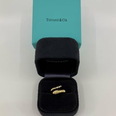 Rare Vintage Tiffany & Co Elsa Perreti 18k Yellow Gold Diamond Bypass Snake Ring