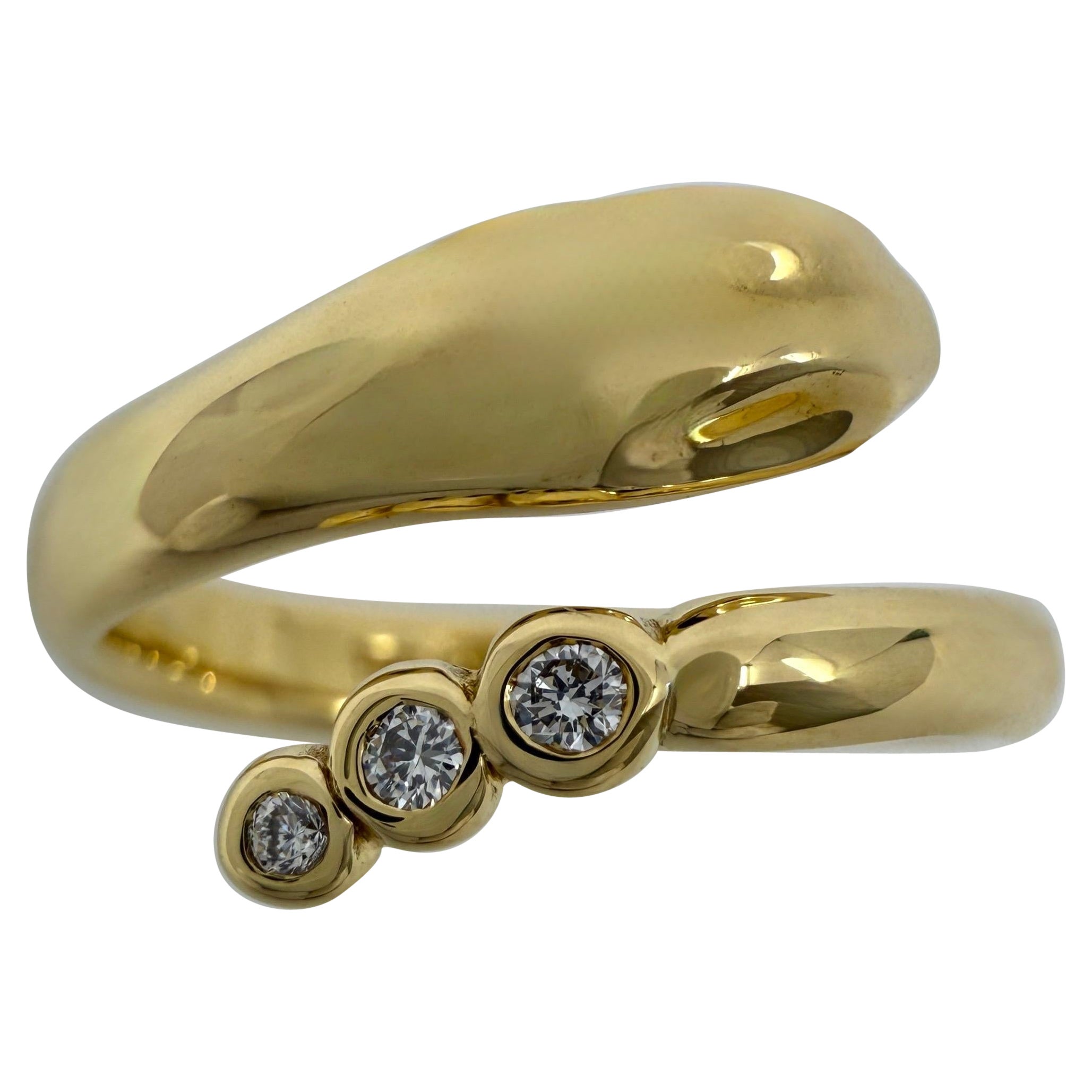 Rare Vintage Tiffany & Co Elsa Perreti 18k Yellow Gold Diamond Bypass Snake Ring