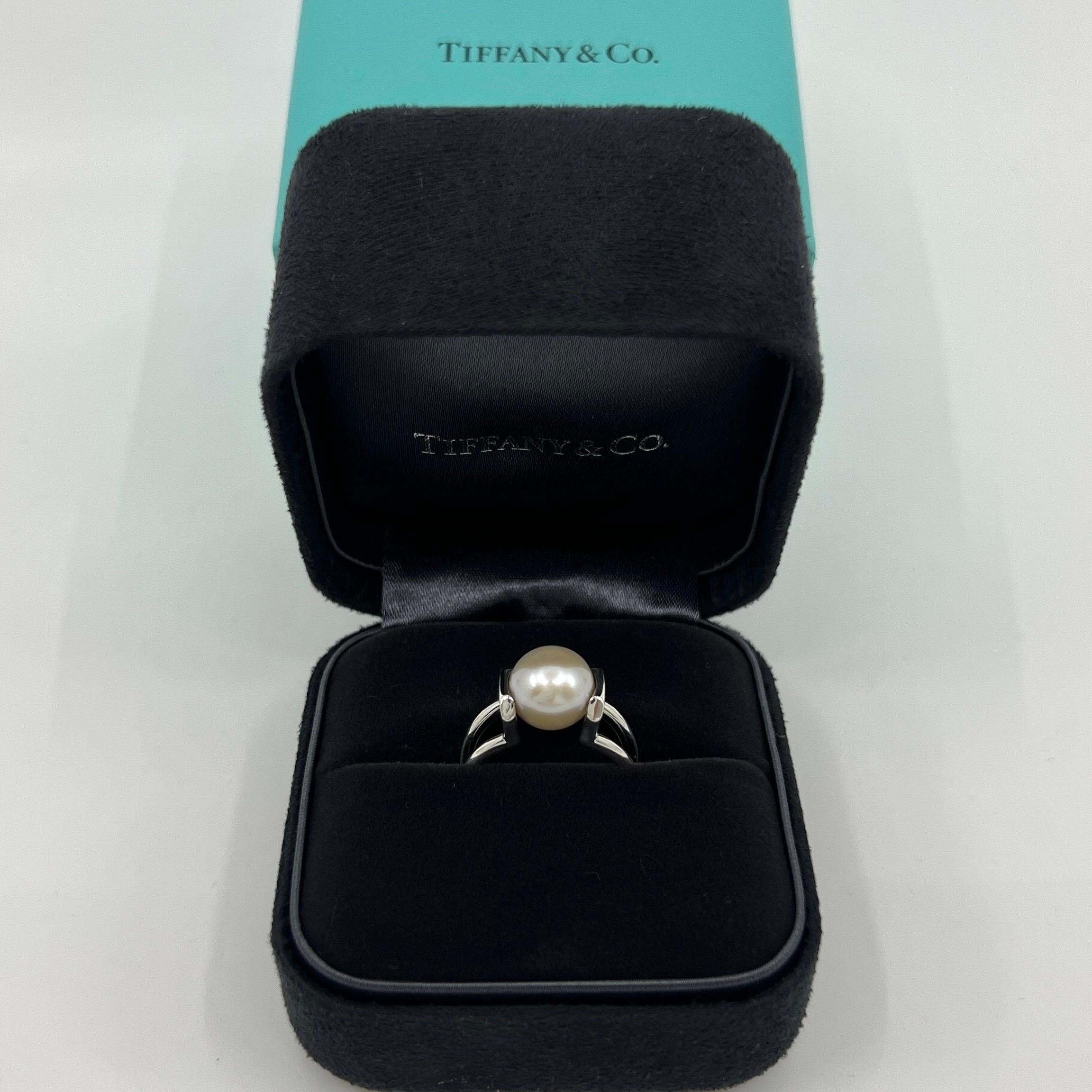 Rare Vintage Tiffany & Co. Hardwear White Freshwater Pearl 9.4mm Silver Ring 1