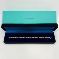 Seltene Vintage Tiffany & Co. Multi Farbe Edelstein 18k Gelb Gold Curb Armband
