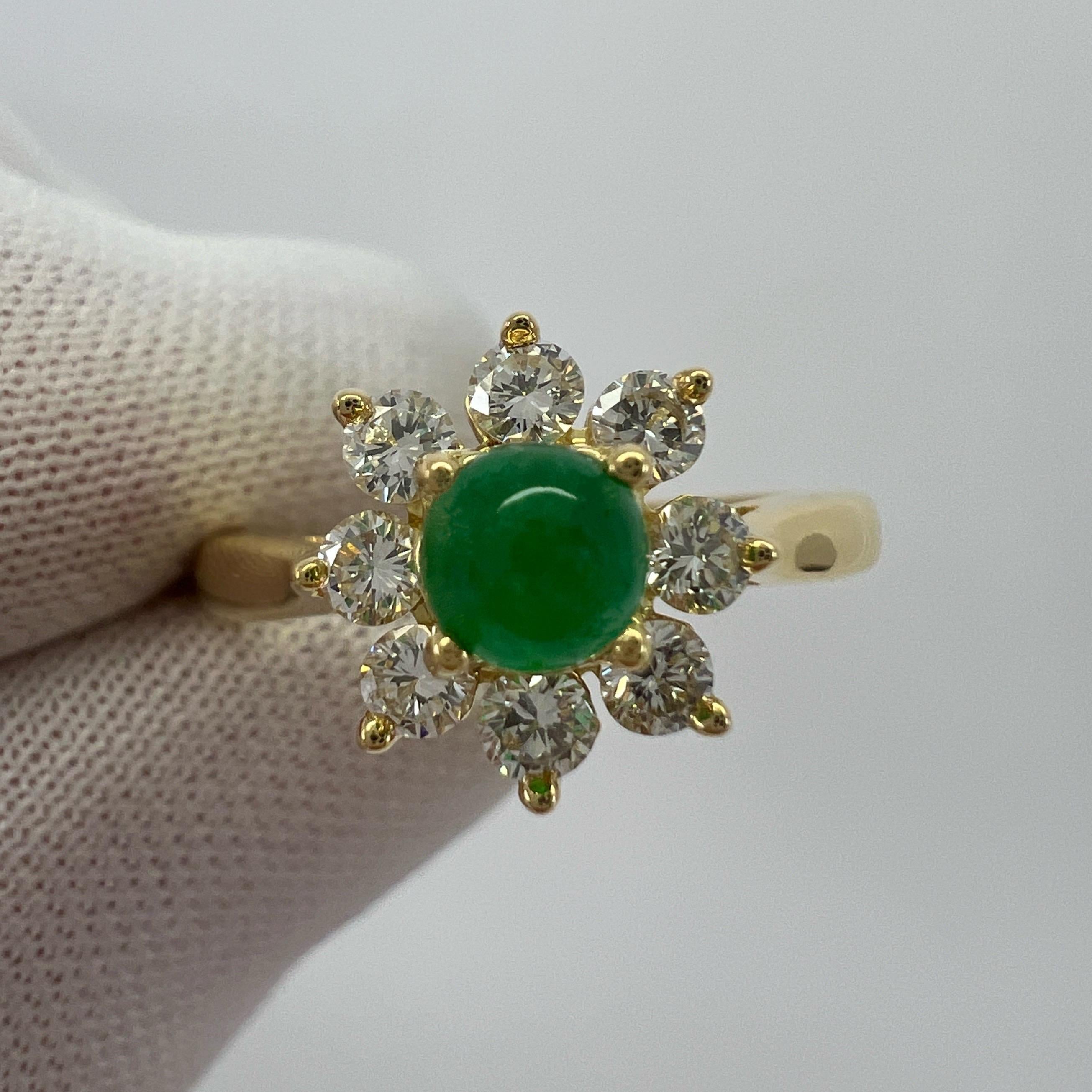 Rare Vintage Tiffany & Co. Round Emerald Diamond 18k Gold Cluster Flower Ring For Sale 5