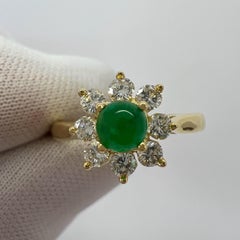 Rare Vintage Tiffany & Co. Round Emerald Diamond 18k Gold Cluster Flower Ring