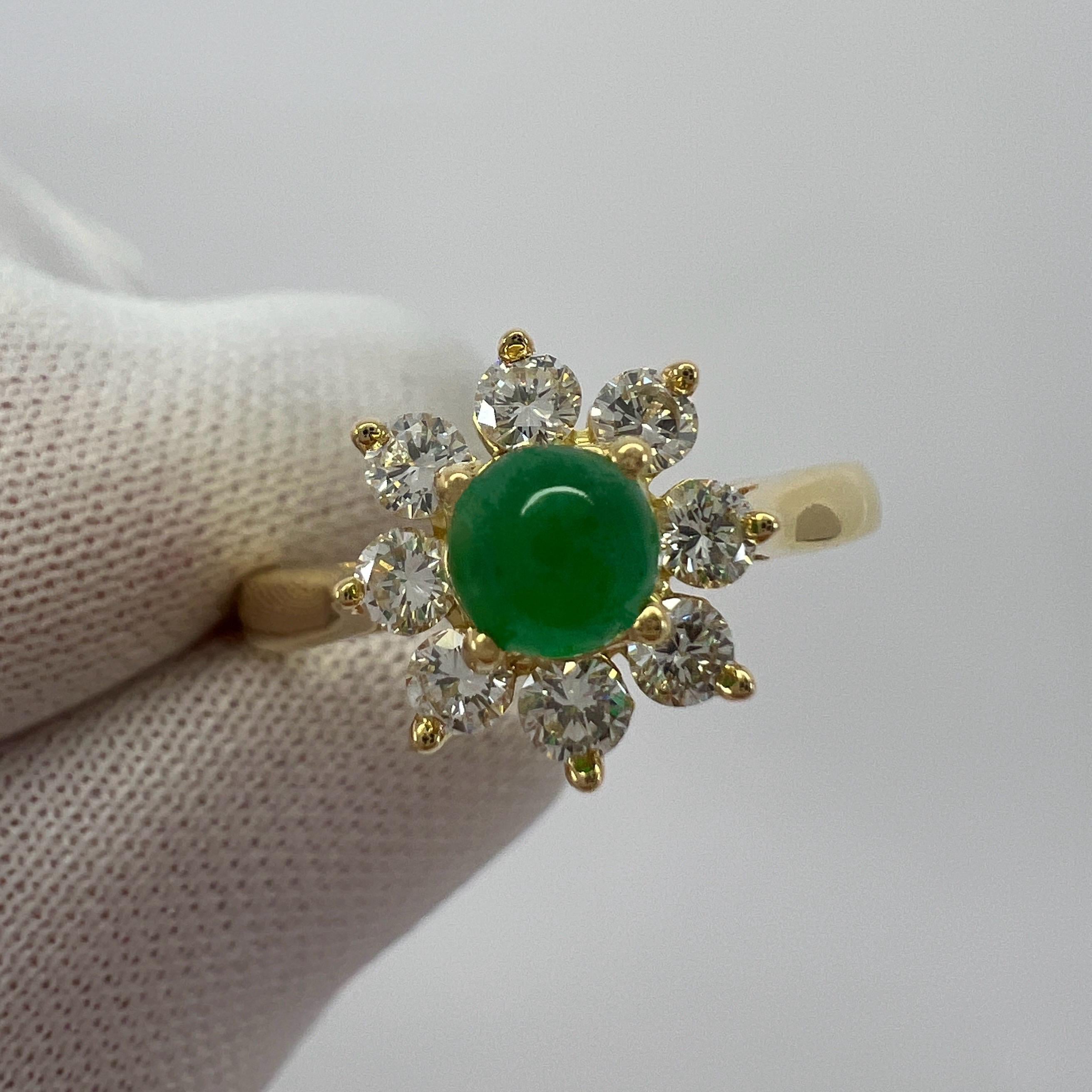 Rare Vintage Tiffany & Co. Round Emerald Diamond 18k Gold Cluster Flower Ring For Sale 4