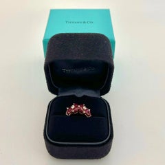 Rare Vintage Tiffany & Co. Ruby And Diamond 18k Yellow Gold Flower Victoria Ring