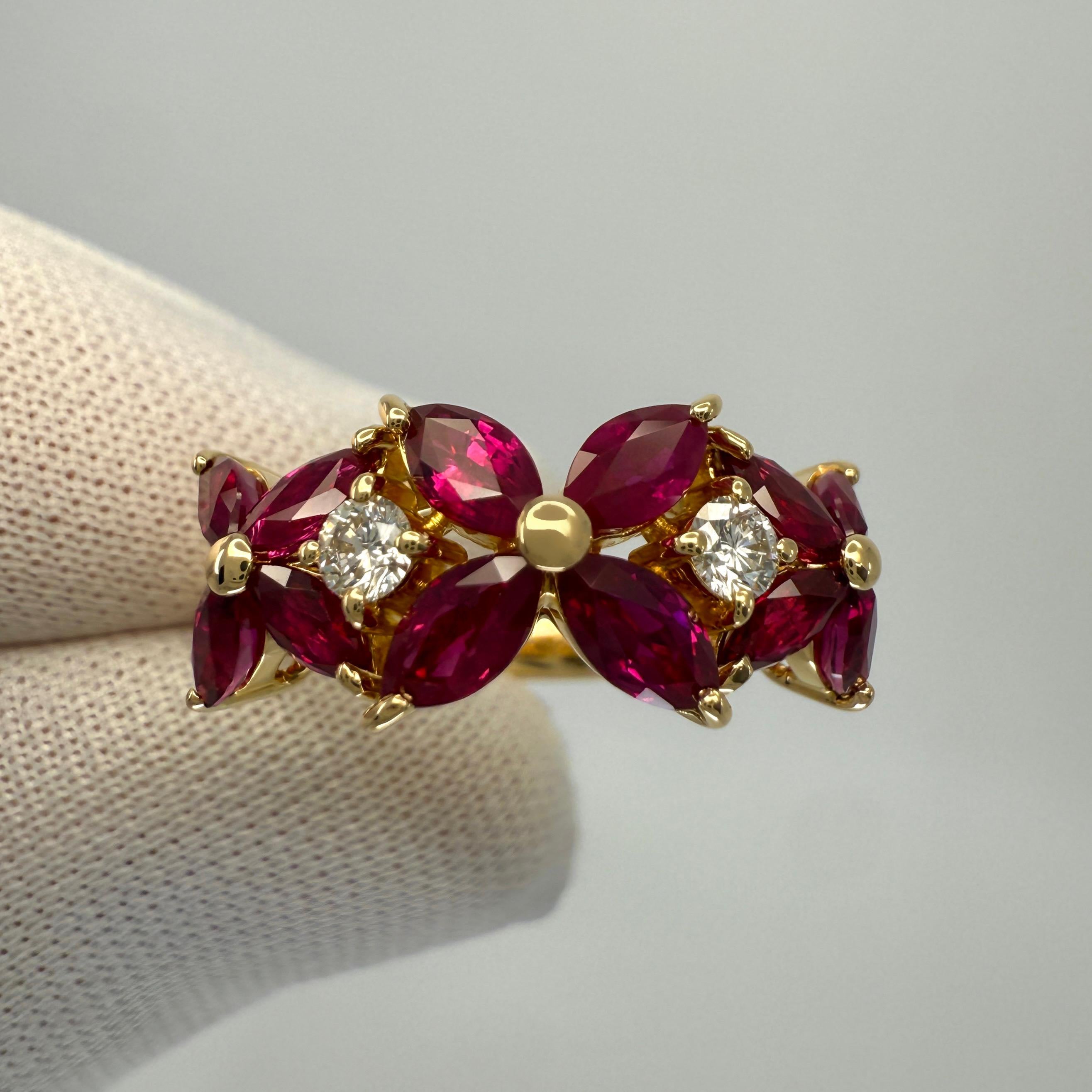 Rara Tiffany & Co. d'epoca. Anello Victoria con rubino e diamante in oro giallo 18 carati In condizioni ottime in vendita a Birmingham, GB