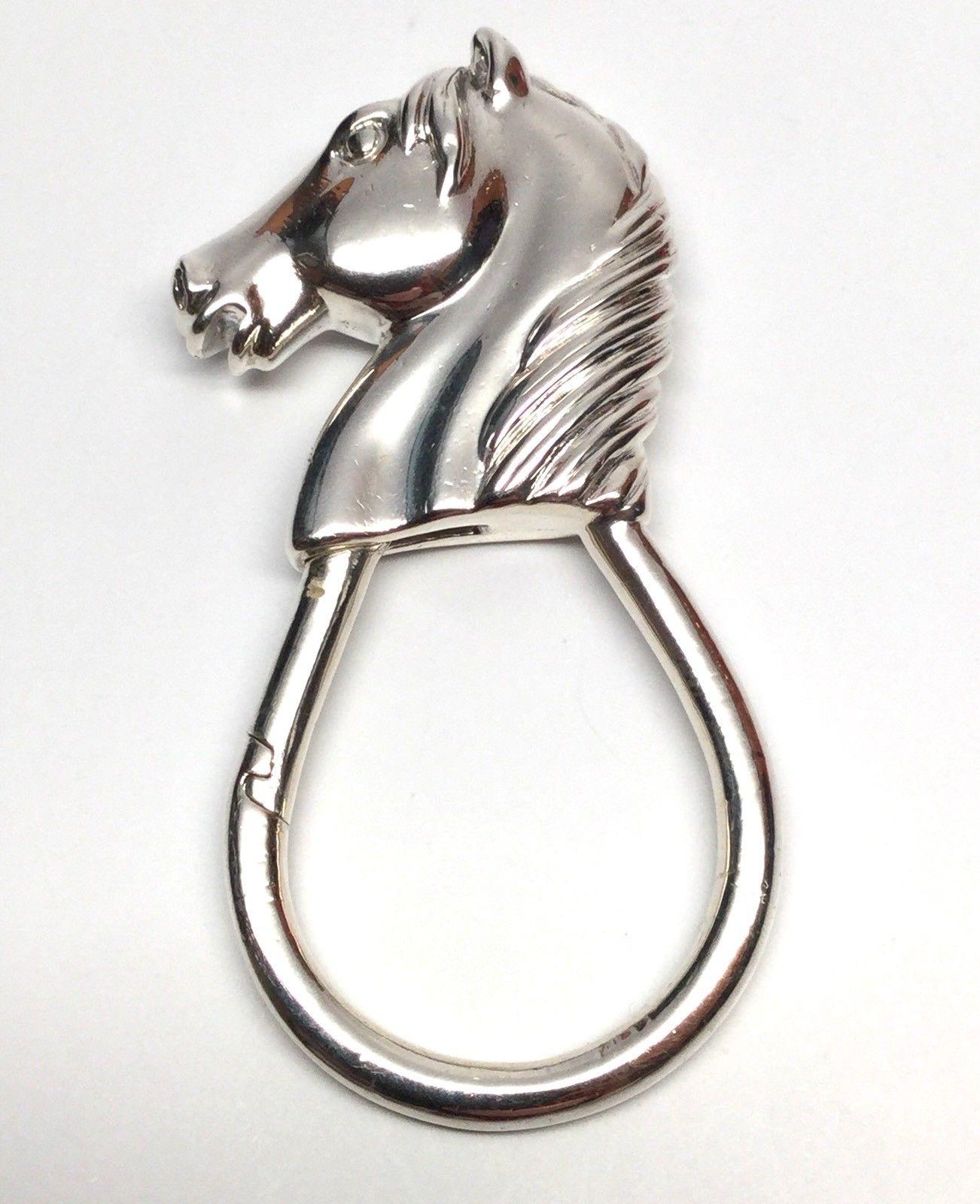 Rare Vintage Tiffany & Co. Sterling Silver Horse Keyring Keychain, Italy In Good Condition In Washington Depot, CT