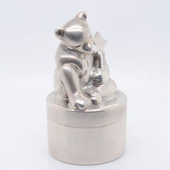 Rare Vintage Tiffany & Co. Sterling Silver Tooth Fairy Box with Slumbering Bear
