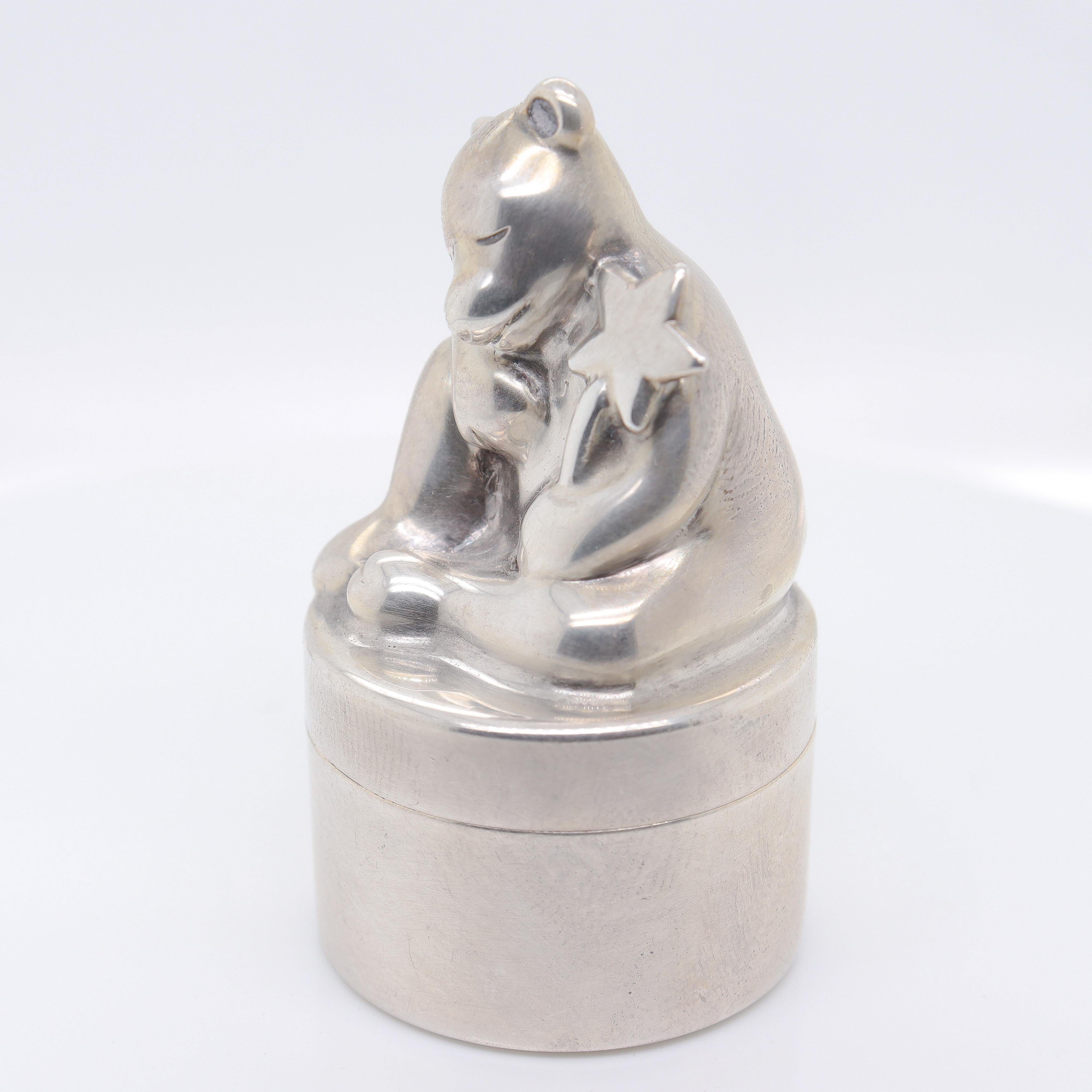 Seltenes Vintage von Tiffany & Co. Fairy Box aus Sterlingsilber mit Schmetterlingsbären 1
