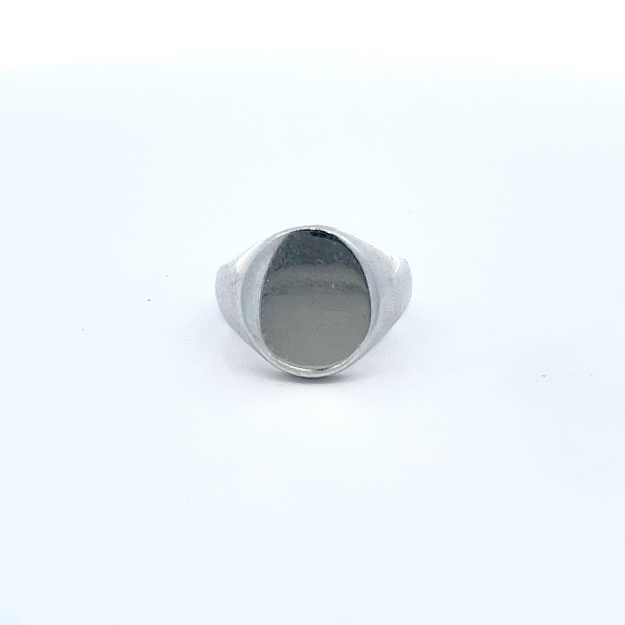 Post-War Rare Vintage Tiffany & Co. Unembellished Signet Ring in Sterling Silver, 925