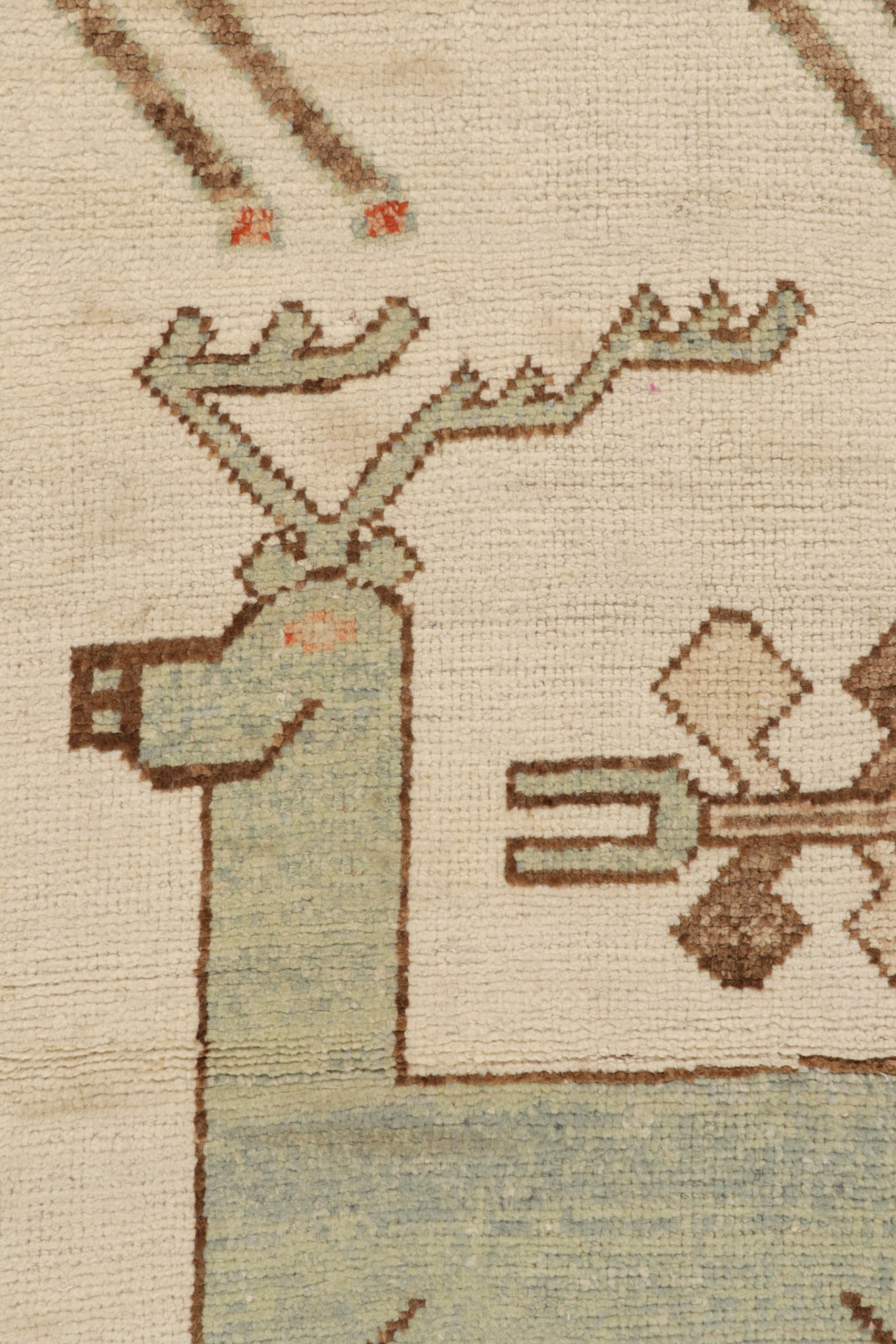 Rare Vintage Tribal Rug in Beige-Brown Deer Pictorials Patterns by Rug & Kilim In Good Condition For Sale In Long Island City, NY
