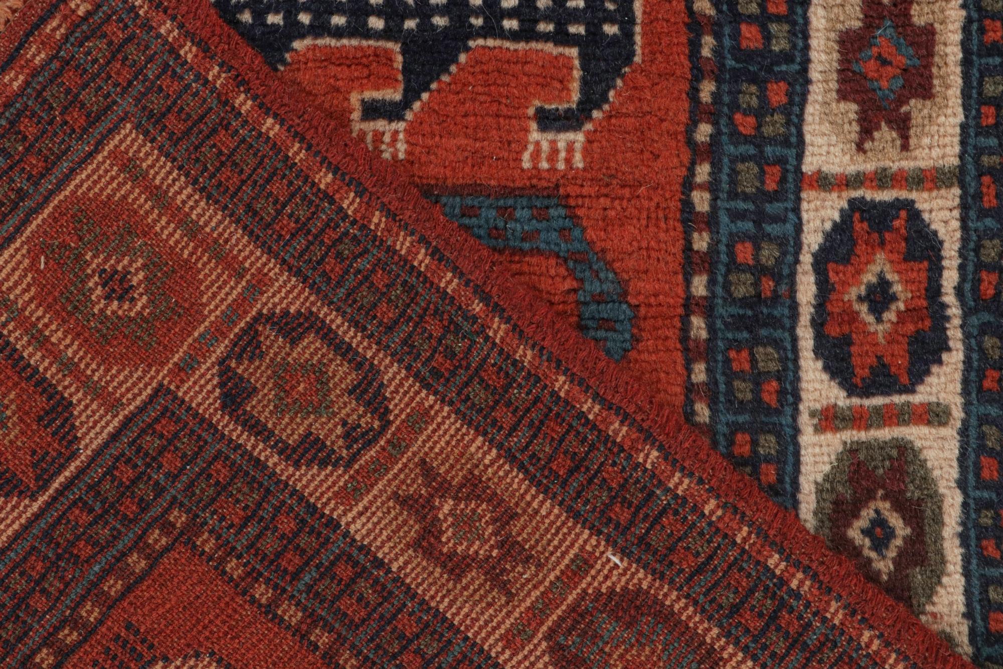 Wool Rare Vintage Tribal Rug in Red with Beige and Blue Pictorials by Rug & Kilim For Sale