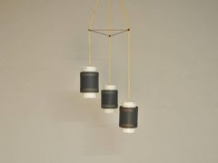 Rare vintage triple shaded pendant lamp, Denmark 1960's