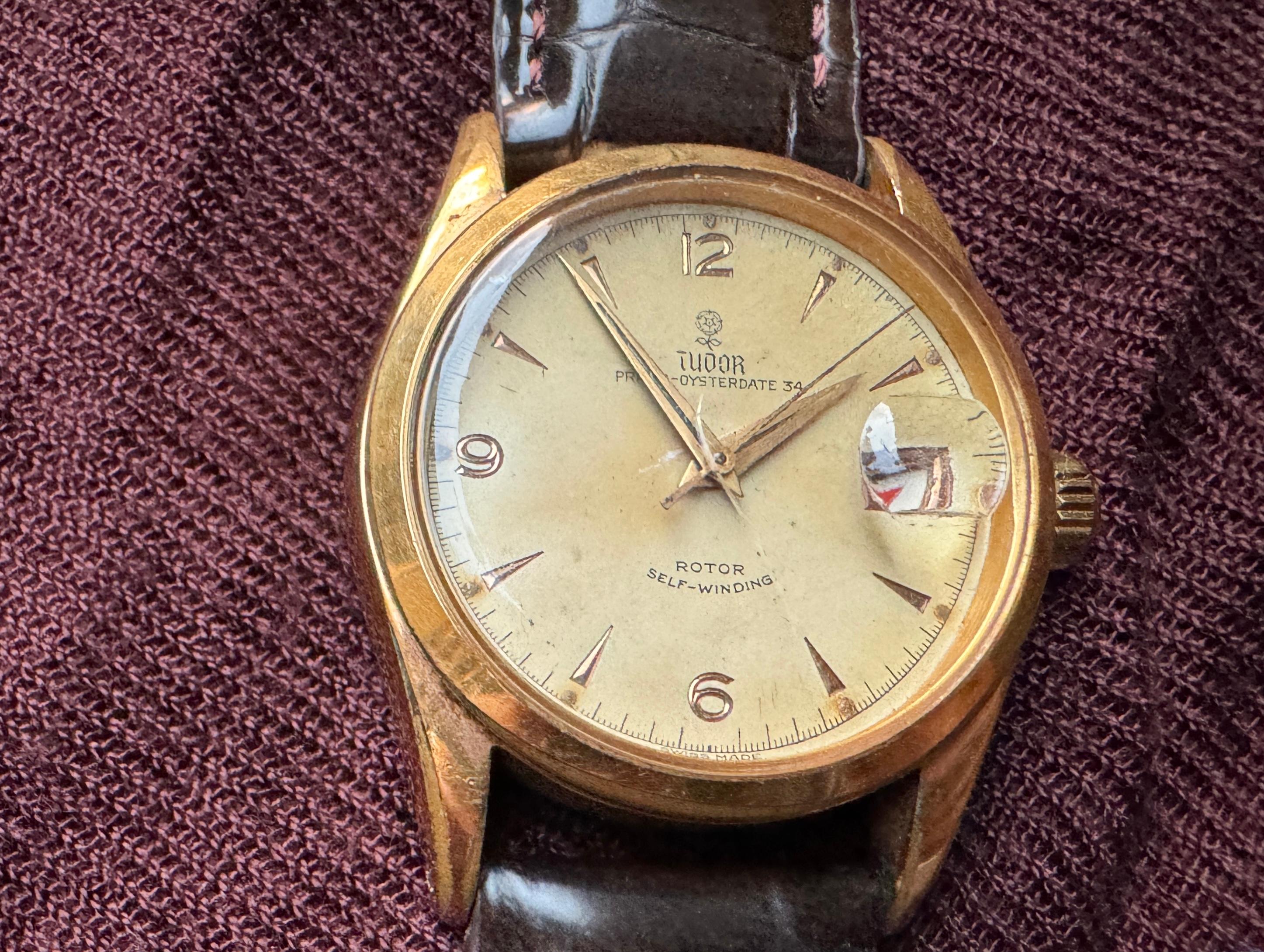 Rare Vintage Tudor Prince Oysterdate Ref 7914 Automatic Gold Capped Watch 2