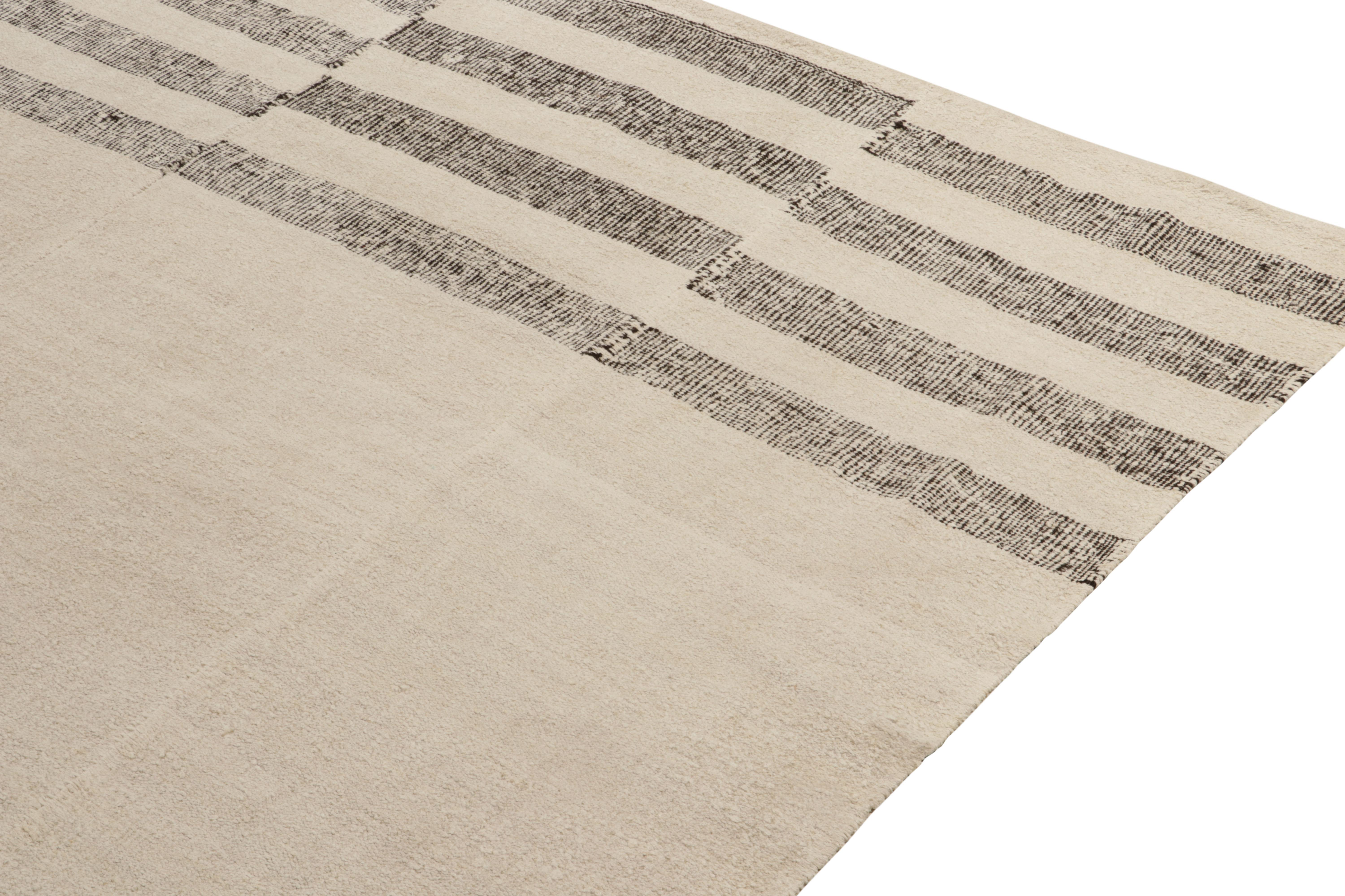 Mid-20th Century Rare Vintage Turkish Kilim in Beige-Black Panel Woven Style by Rug & Kilim For Sale