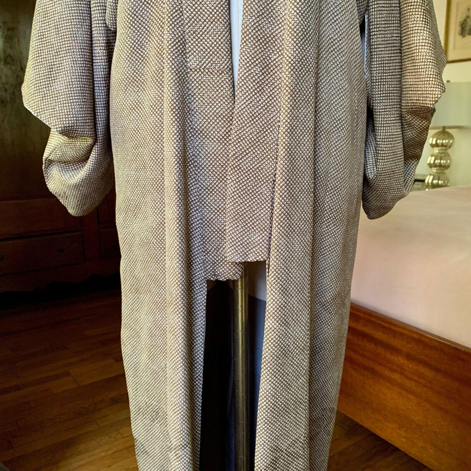 RARE Vintage Unisex Japanese Long Robe Kimono Silk For Sale 7