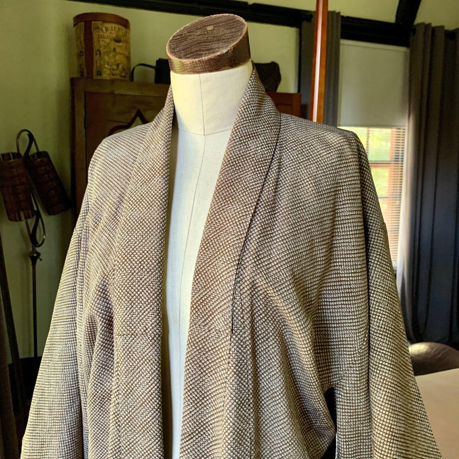 RARE Vintage Unisex Japanese Long Robe Kimono Silk For Sale 4