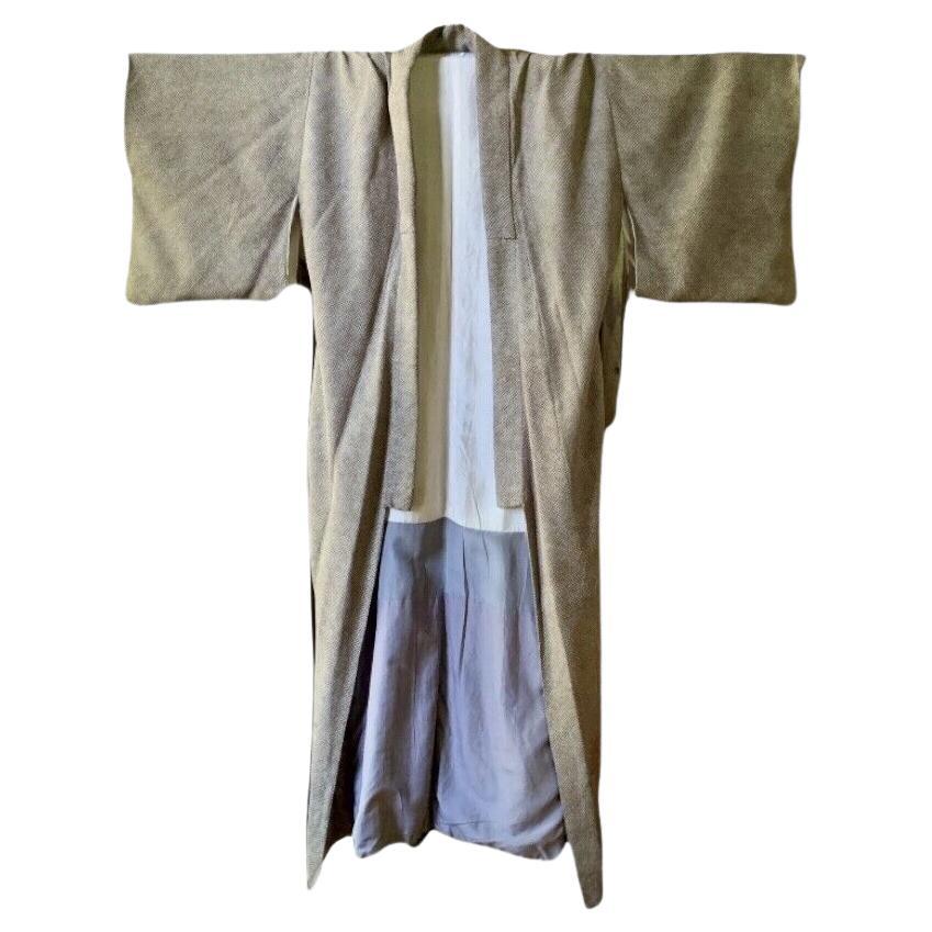 RARE Vintage Unisex Japanese Long Robe Kimono Silk For Sale