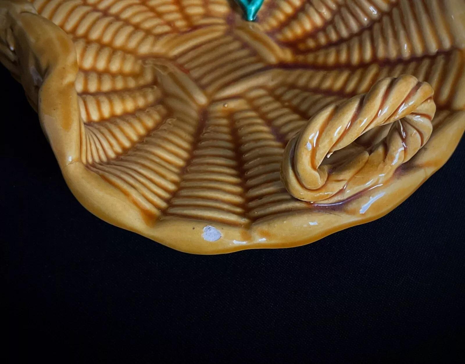 20th Century Rare Vintage Vallauris Basket-Shaped Trinket Dish – Fruit Decor - 2Y389 For Sale