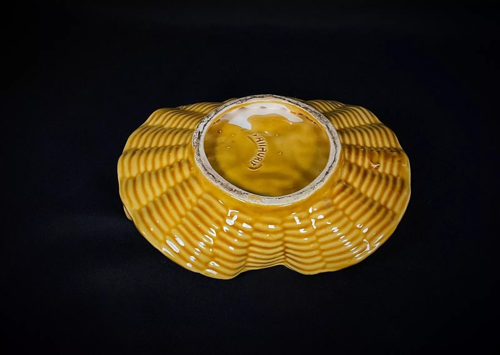 Rare Vintage Vallauris Basket-Shaped Trinket Dish – Fruit Decor - 2Y389 For Sale 1