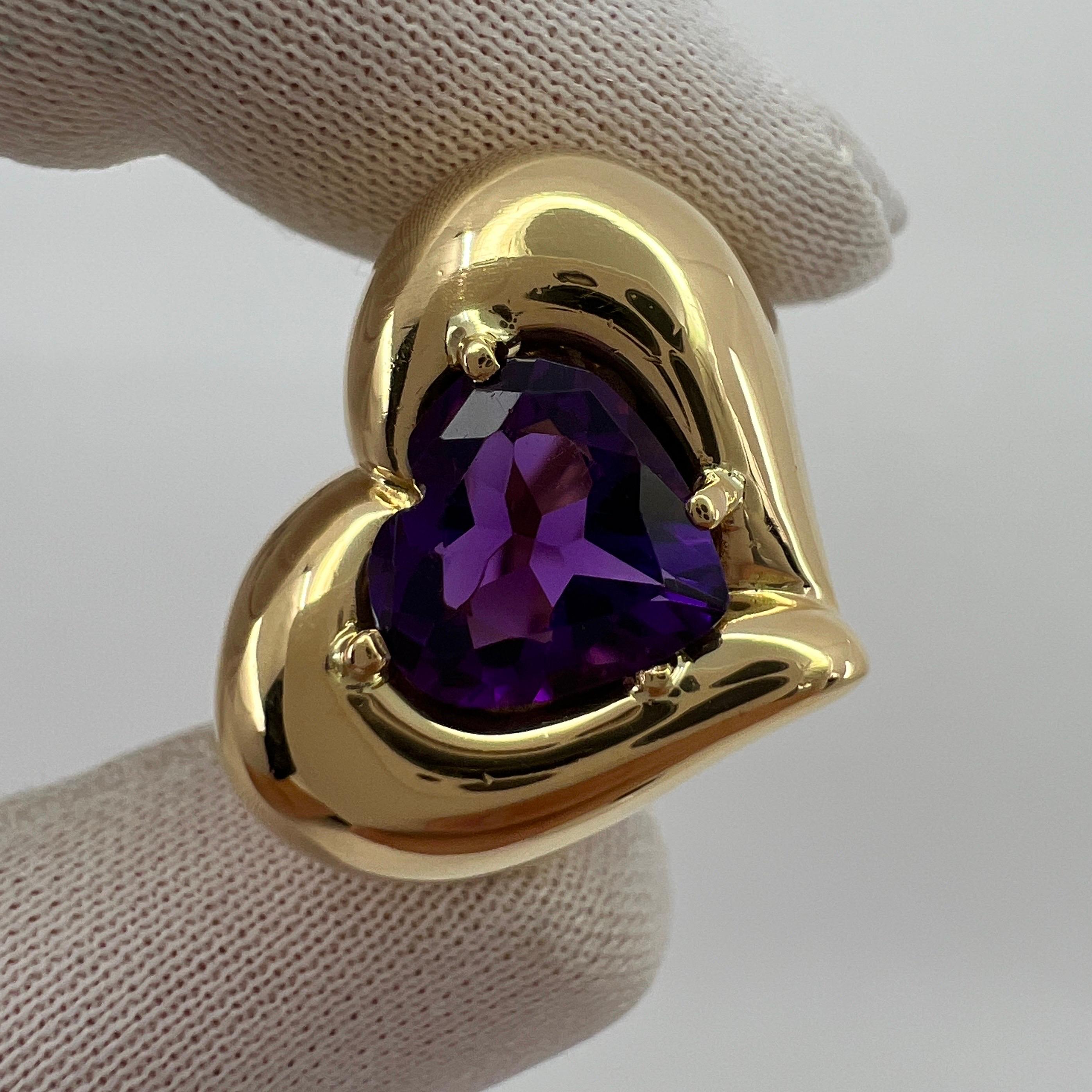 Heart Cut Rare Vintage Van Cleef & Arpels 18k Yellow Gold Amethyst Heart Ring with Box