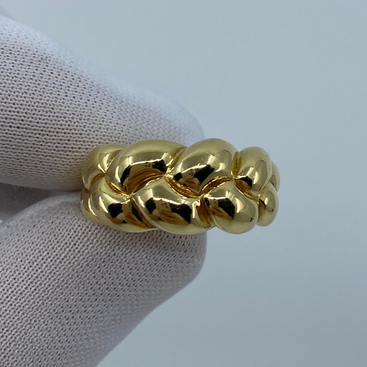 Rare Vintage Van Cleef & Arpels 18k Yellow Gold Braid Rope Ring with Box 6