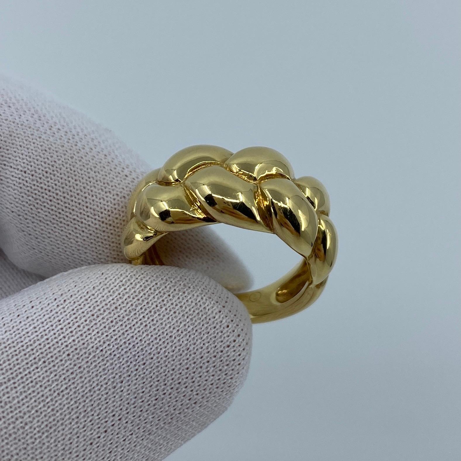 Rare Vintage Van Cleef & Arpels 18k Yellow Gold Braid Rope Ring with Box 7