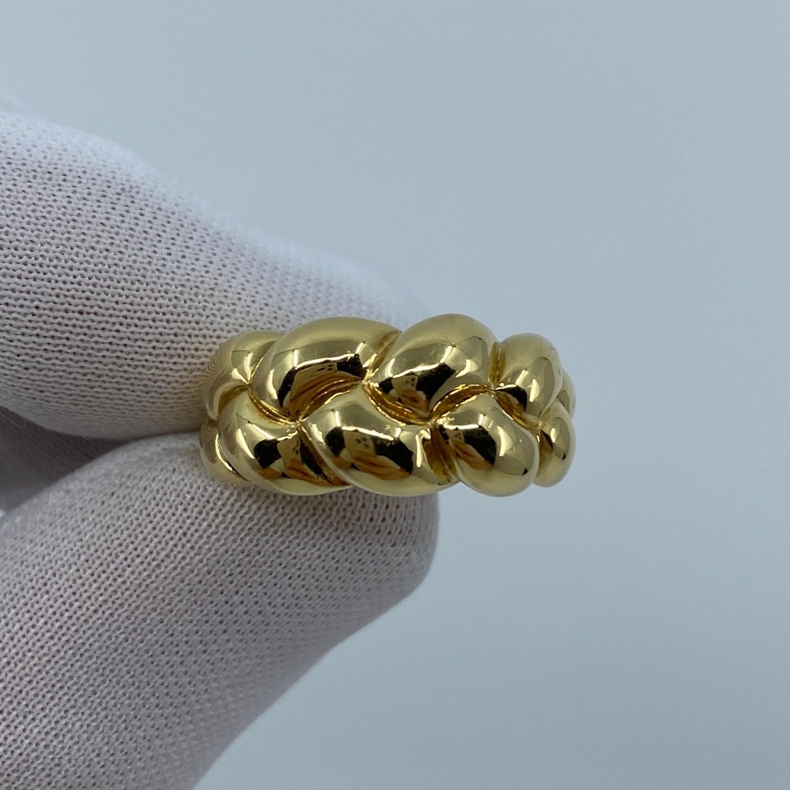 Women's or Men's Rare Vintage Van Cleef & Arpels 18k Yellow Gold Braid Rope Ring with Box