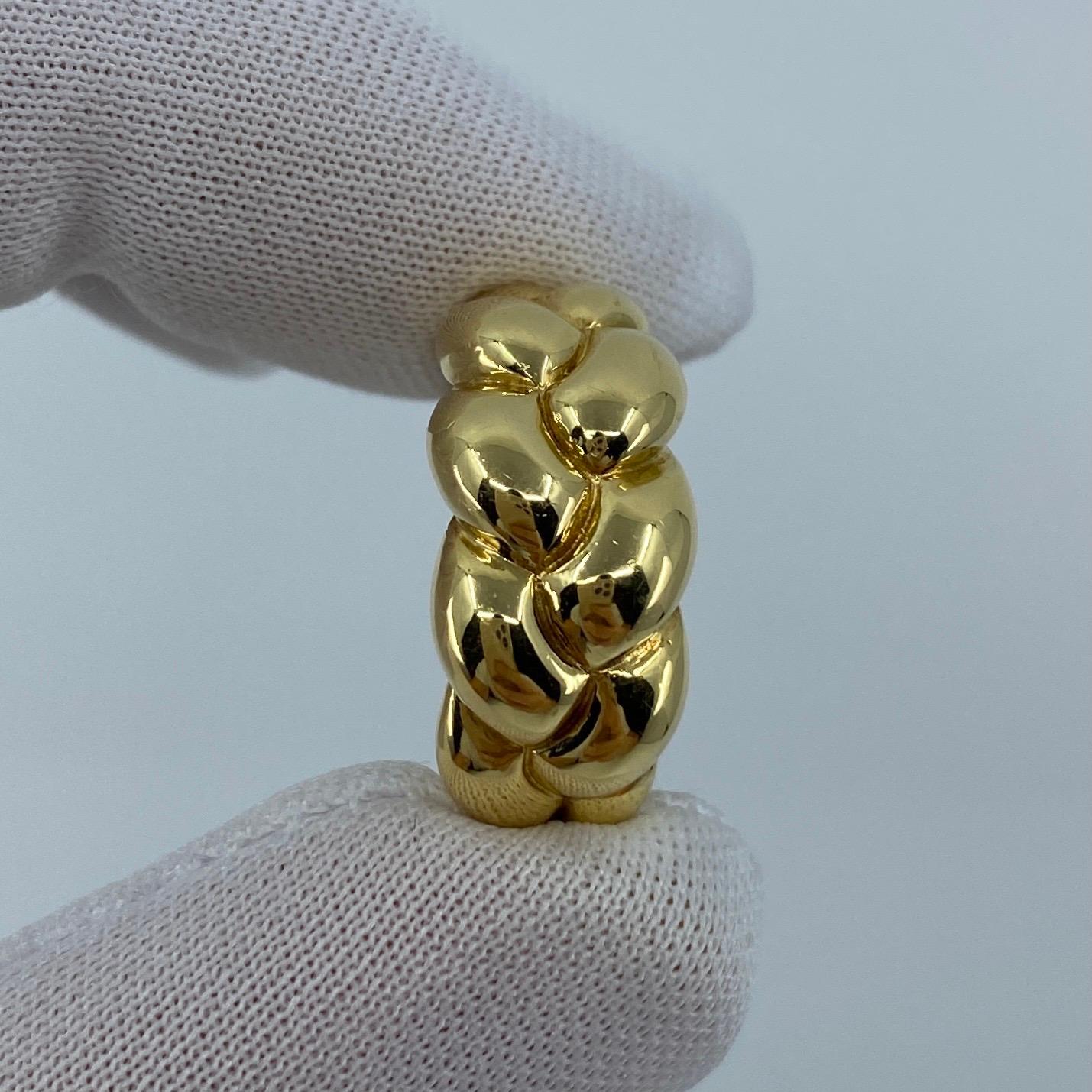 Rare Vintage Van Cleef & Arpels 18k Yellow Gold Braid Rope Ring with Box 1