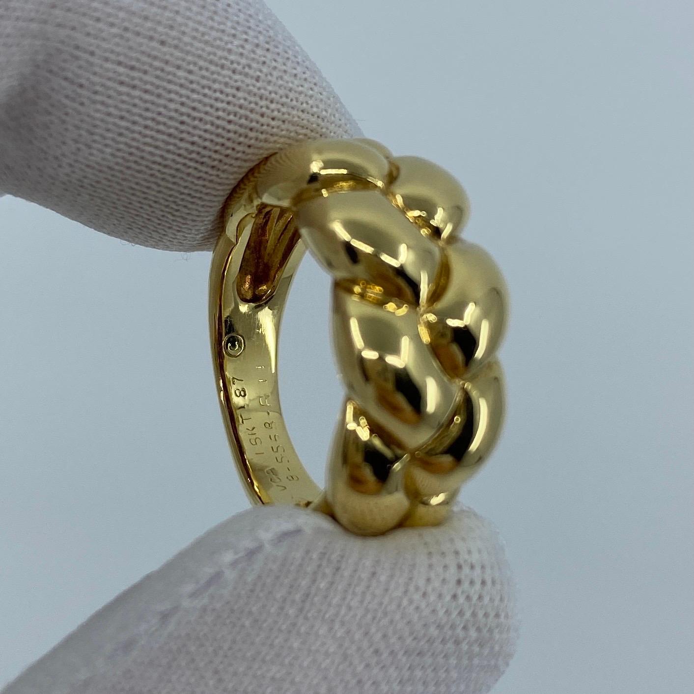 Rare Vintage Van Cleef & Arpels 18k Yellow Gold Braid Rope Ring with Box 3