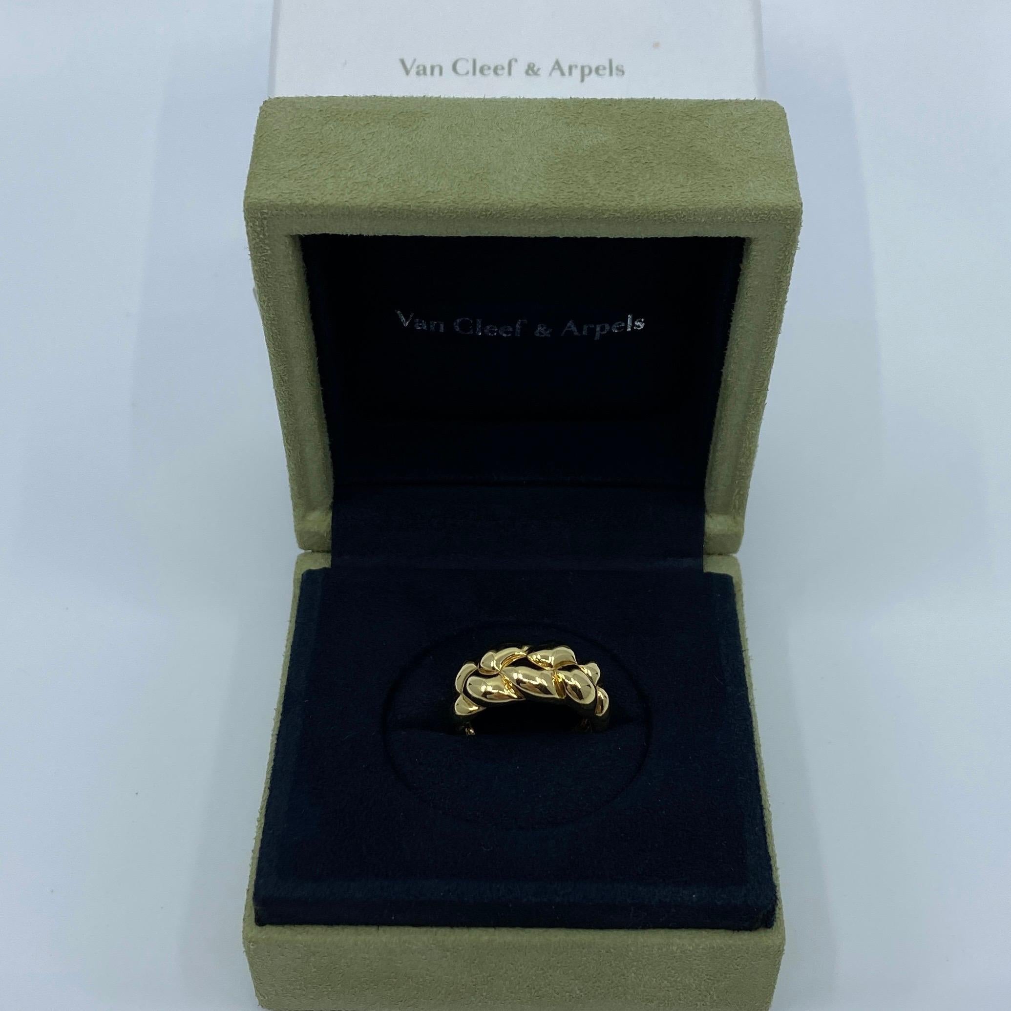 Rare Vintage Van Cleef & Arpels 18k Yellow Gold Braid Rope Ring with Box 4