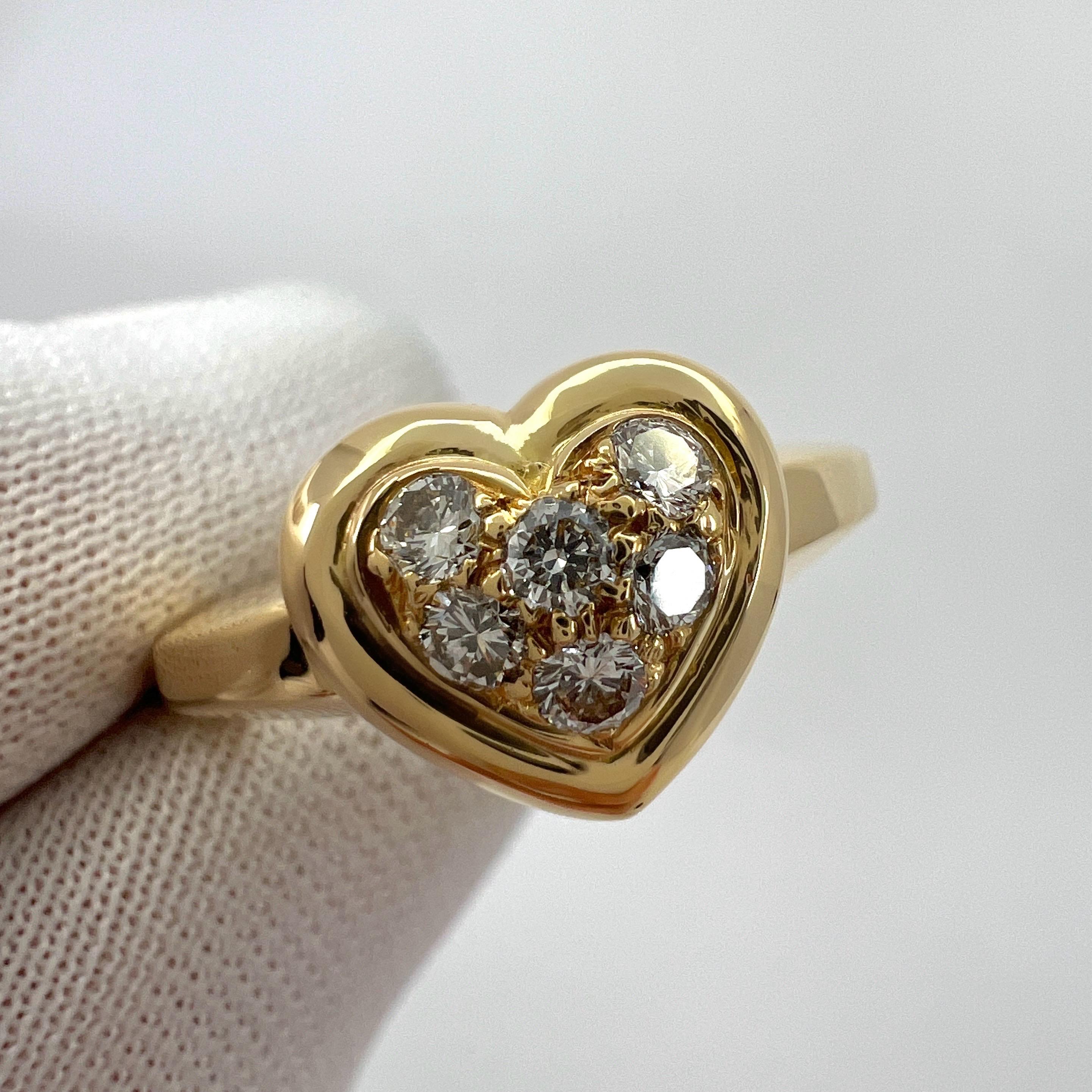 Rare Vintage Van Cleef & Arpels 18k Yellow Gold Diamond Heart Ring And Pendant For Sale 6