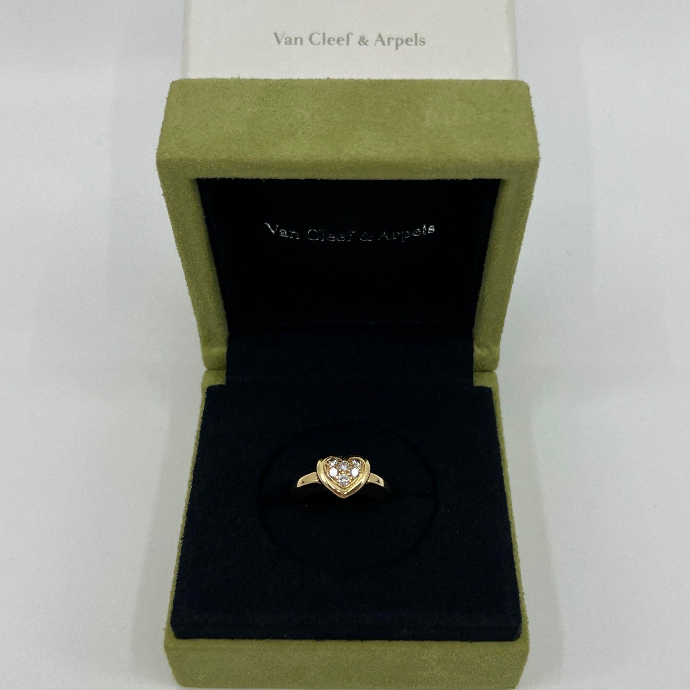 Rare Vintage Van Cleef & Arpels 18k Yellow Gold Diamond Heart Ring And Pendant For Sale 7