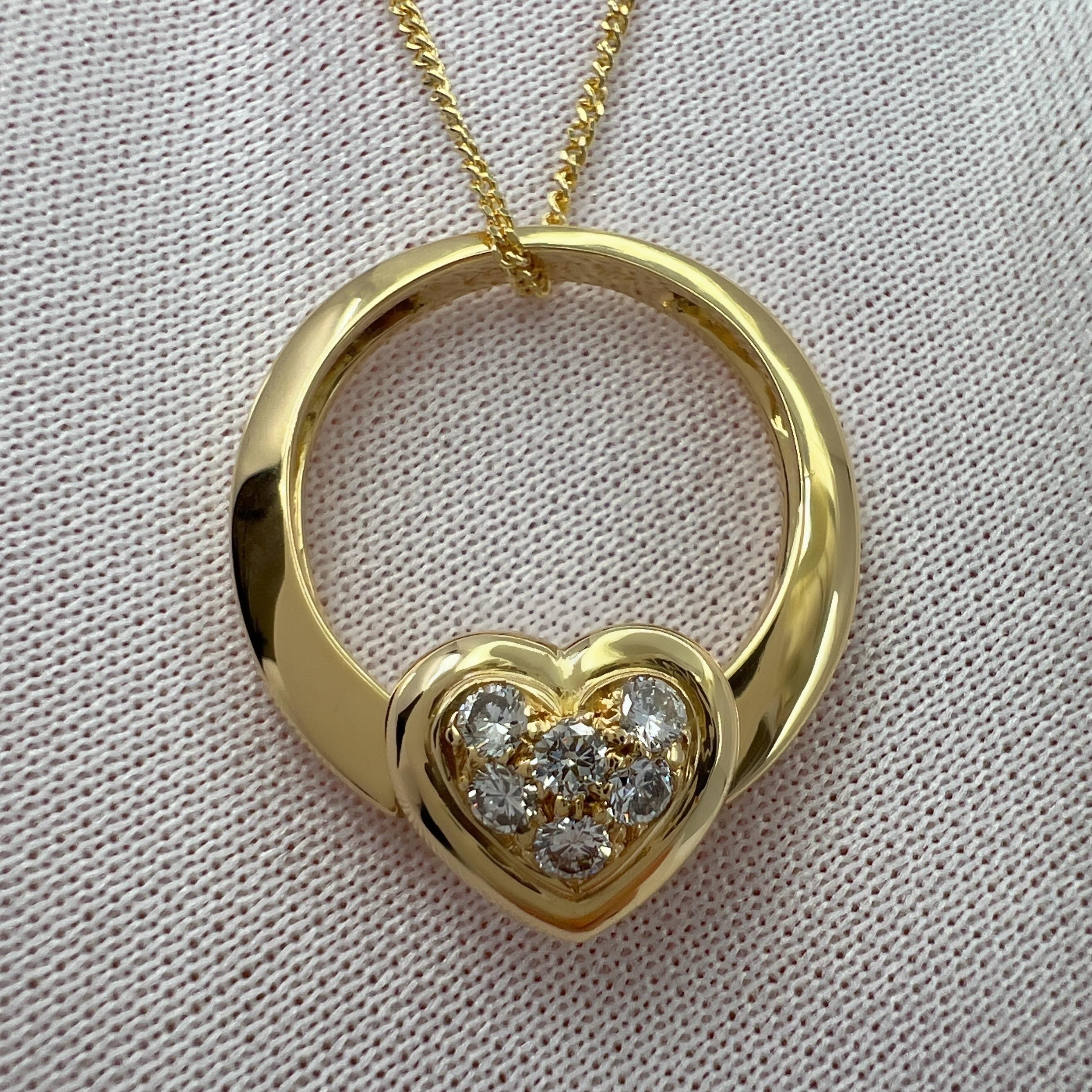 Rare Vintage Van Cleef & Arpels 18k Yellow Gold Diamond Heart Ring And Pendant For Sale 1