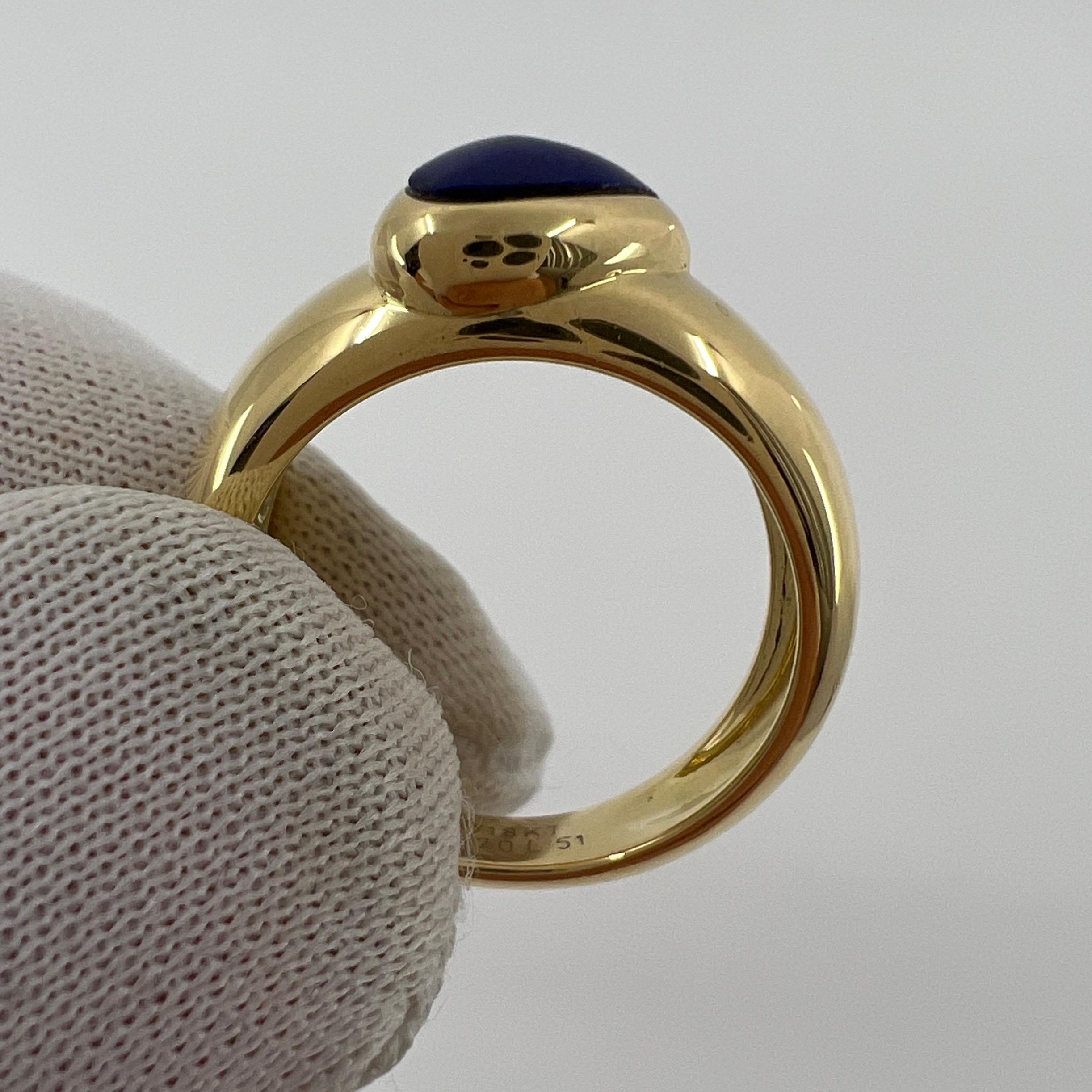 Rare Vintage Van Cleef & Arpels 18k Yellow Gold Lapis Lazuli Heart Ring with Box 5