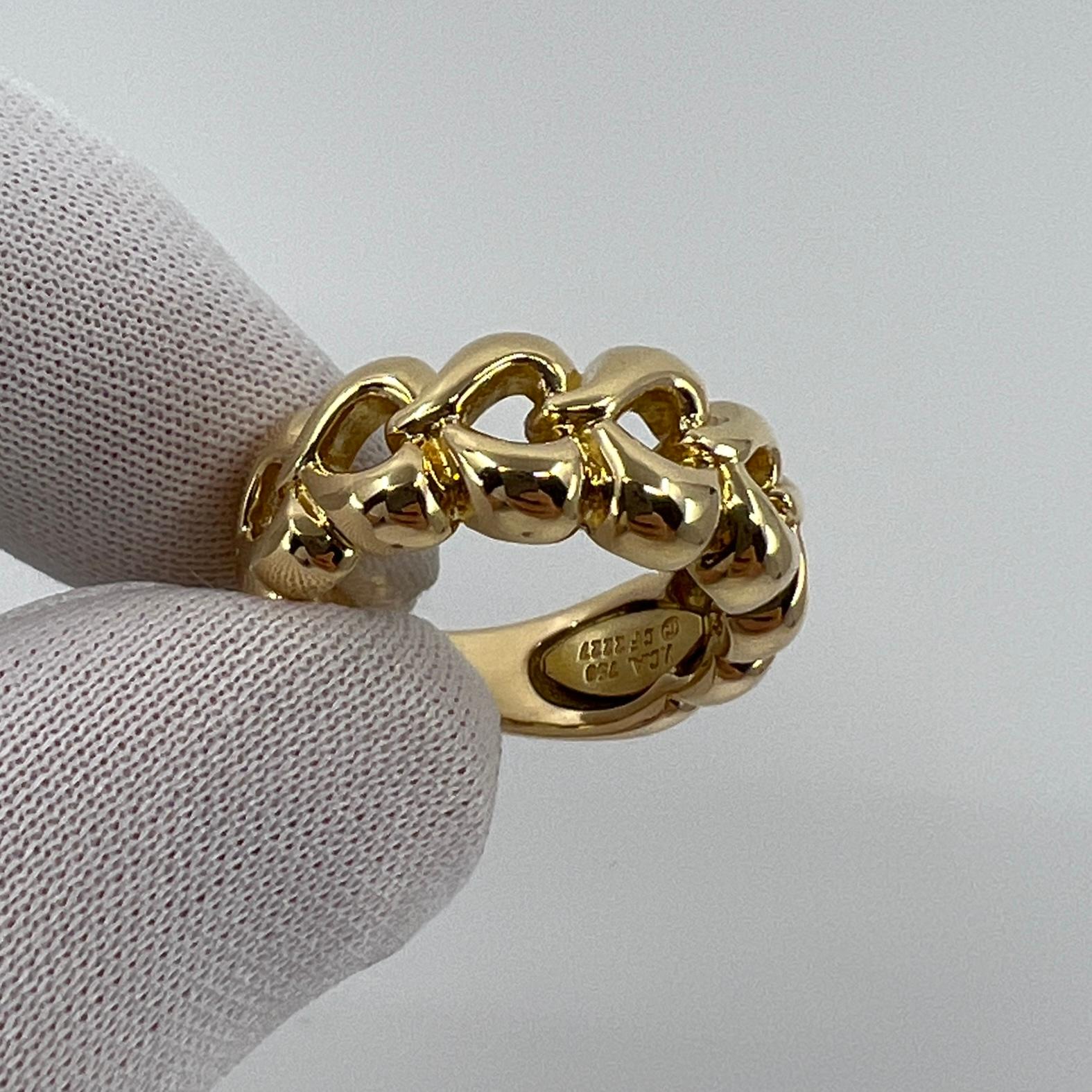 Rare Vintage Van Cleef & Arpels 18k Yellow Gold Open Heart Band Ring with Box 3