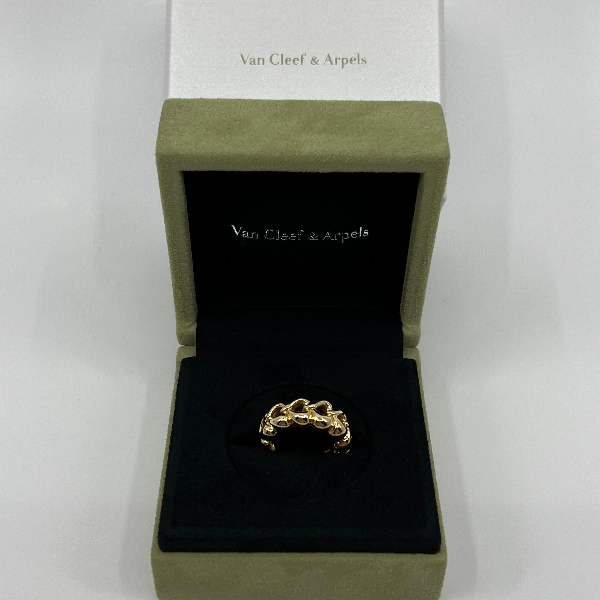 Rare Van Cleef & Arpels 18k Yellow Gold Open Heart Ring.

Vintage Van Cleef & Arpels ring with yellow gold heart design. Rare piece.

The ring is engraved VCA, 750 (for 18k gold) and with serial numbers on the inside band of the ring. Also has