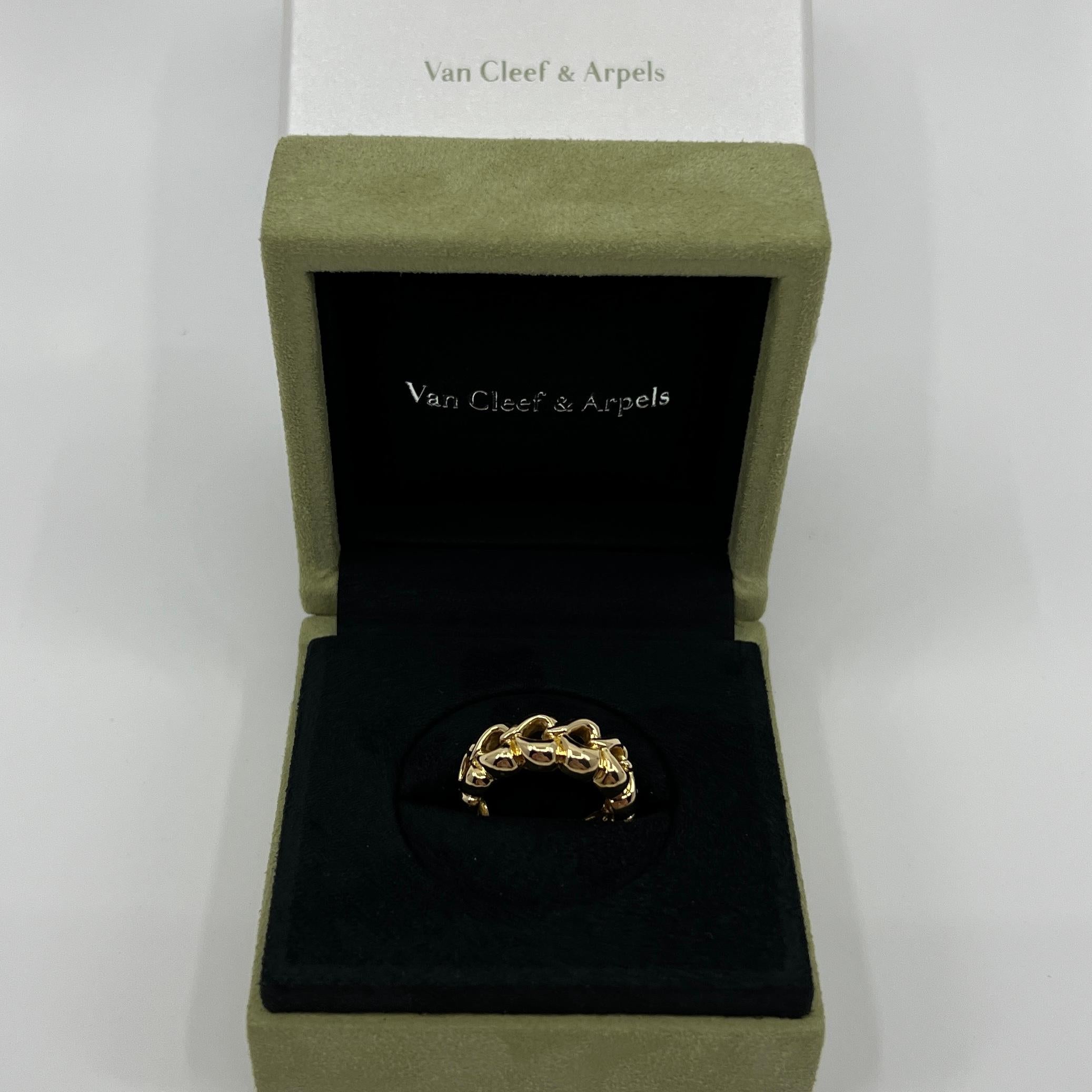 Rare Van Cleef & Arpels 18k Yellow Gold Open Heart Ring.

Vintage Van Cleef & Arpels ring with yellow gold heart design. Rare piece.

The ring is engraved VCA, 750 (for 18k gold) and with serial numbers on the inside band of the ring. Also has