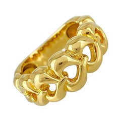 Rare Vintage Van Cleef & Arpels 18k Yellow Gold Open Heart Band Ring with Box