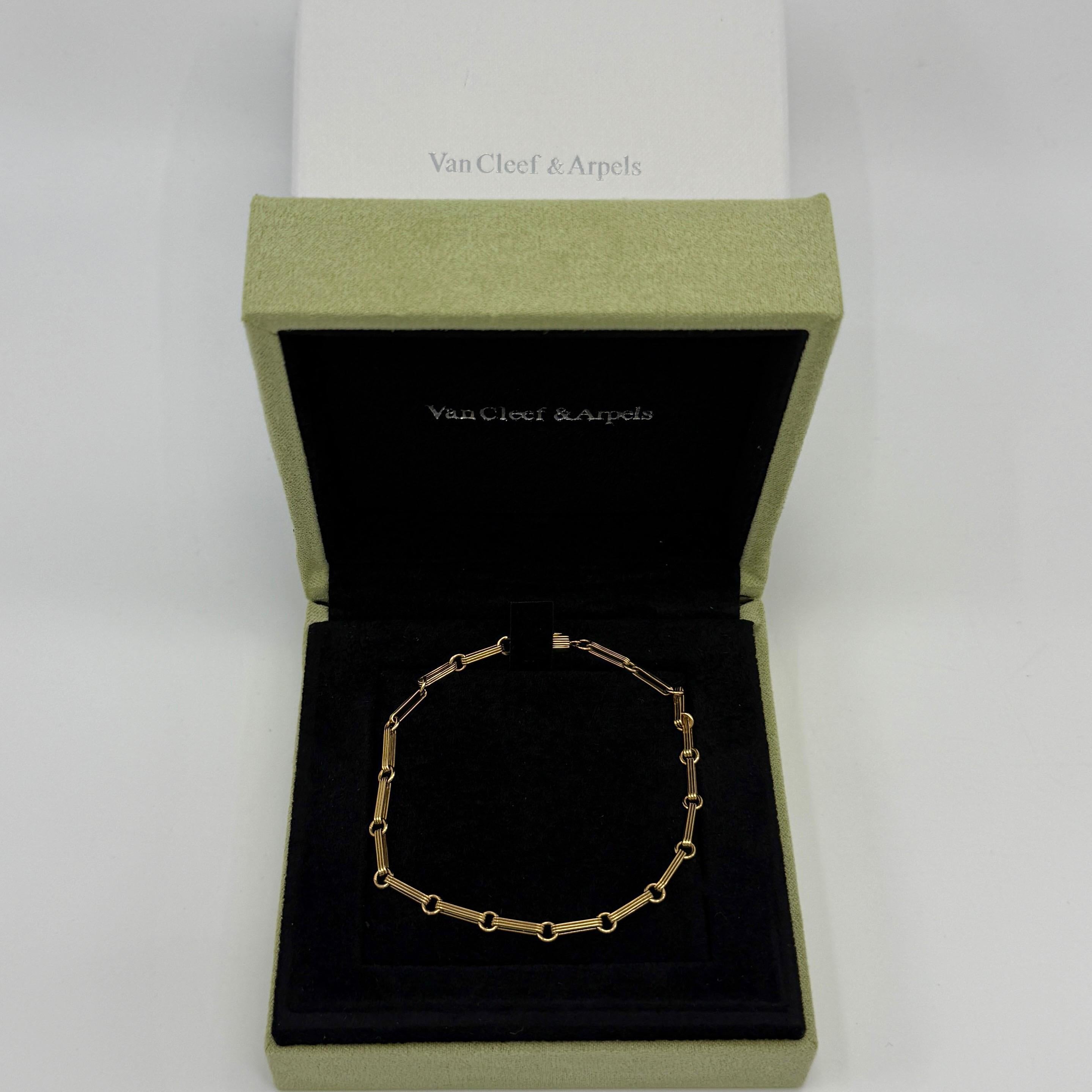 Rare Vintage Van Cleef & Arpels 18k Yellow Gold Paperclip Link Chain Bracelet en vente 6