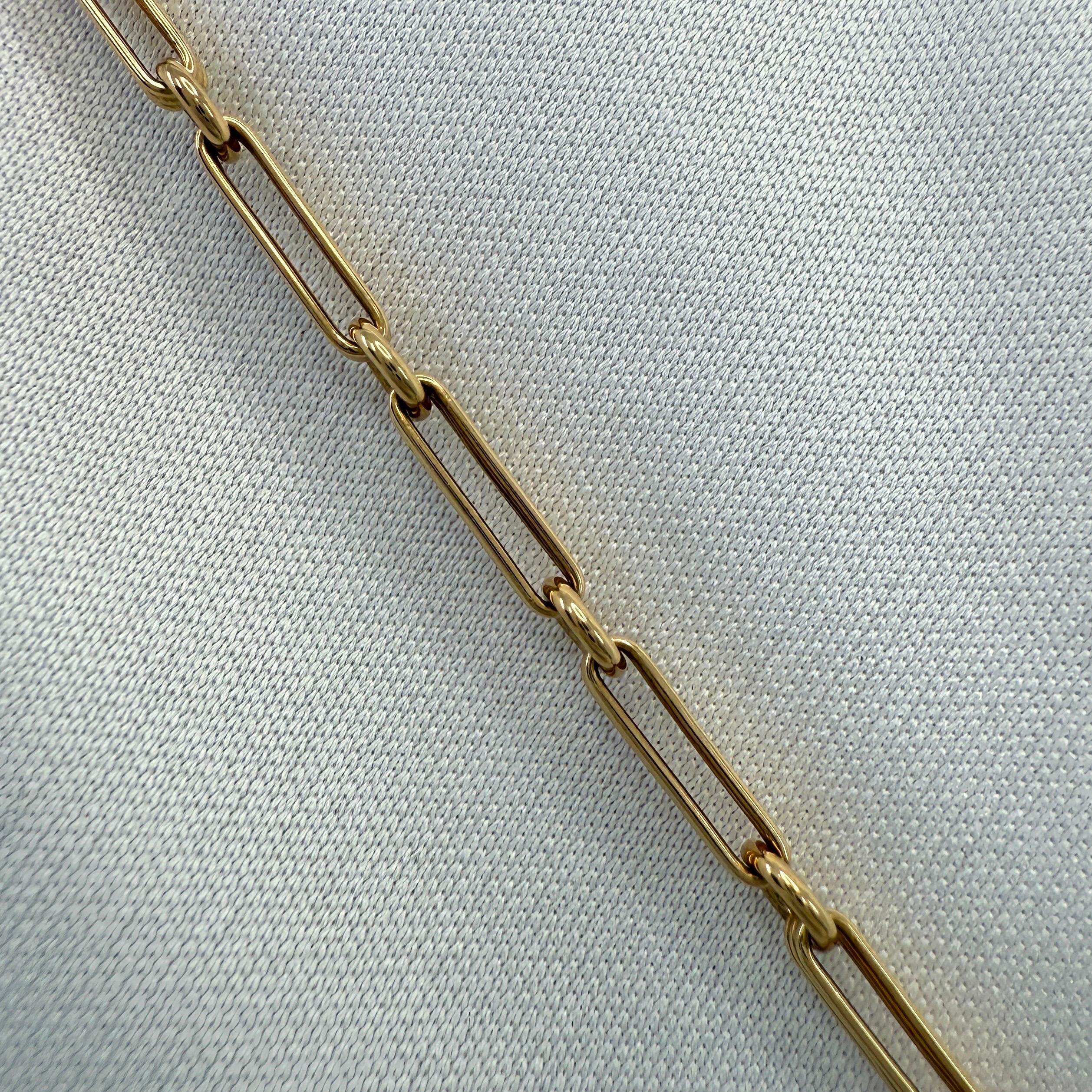 Rare Vintage Van Cleef & Arpels 18k Yellow Gold Paperclip Link Chain Bracelet Unisexe en vente