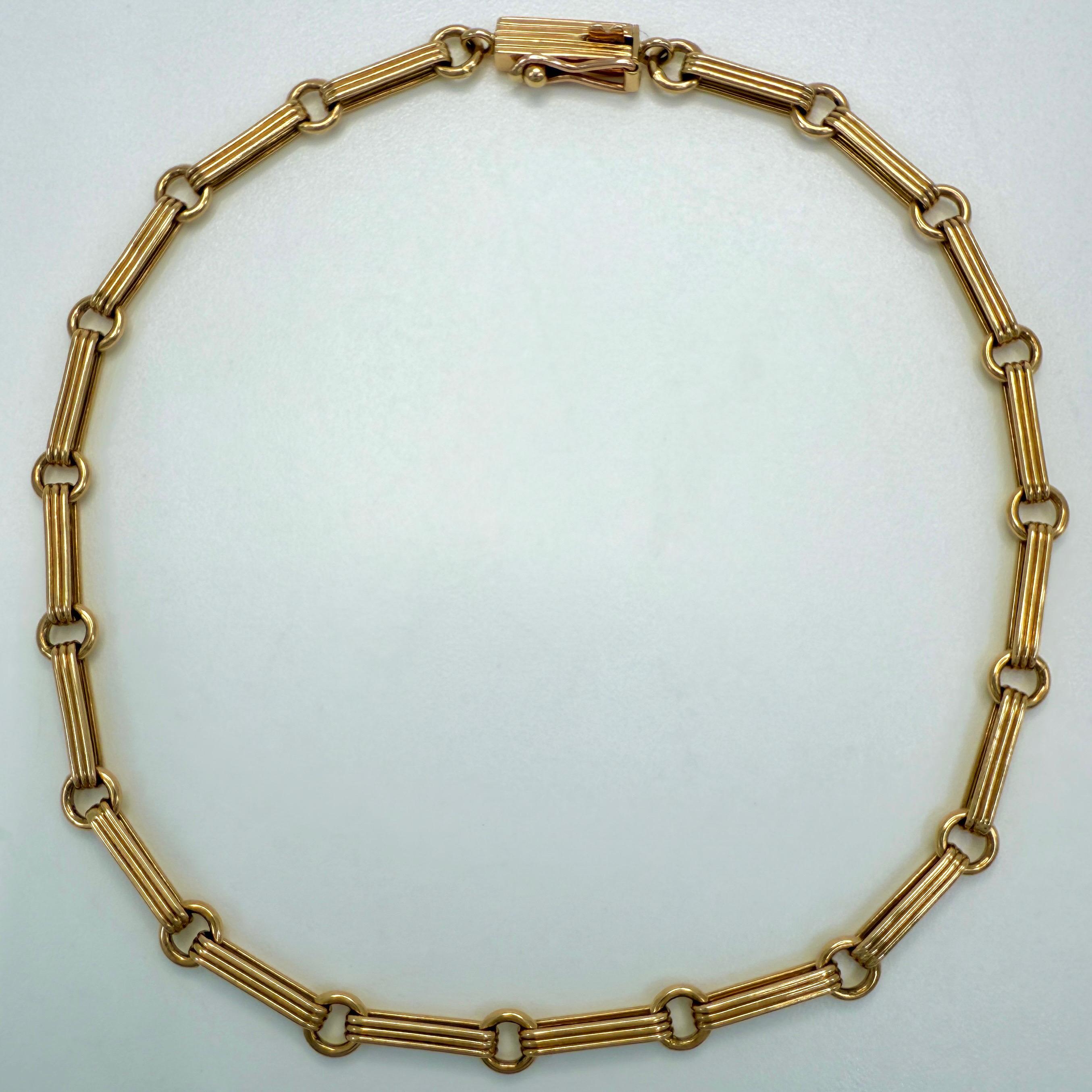 Rare Vintage Van Cleef & Arpels 18k Yellow Gold Paperclip Link Chain Bracelet en vente 2