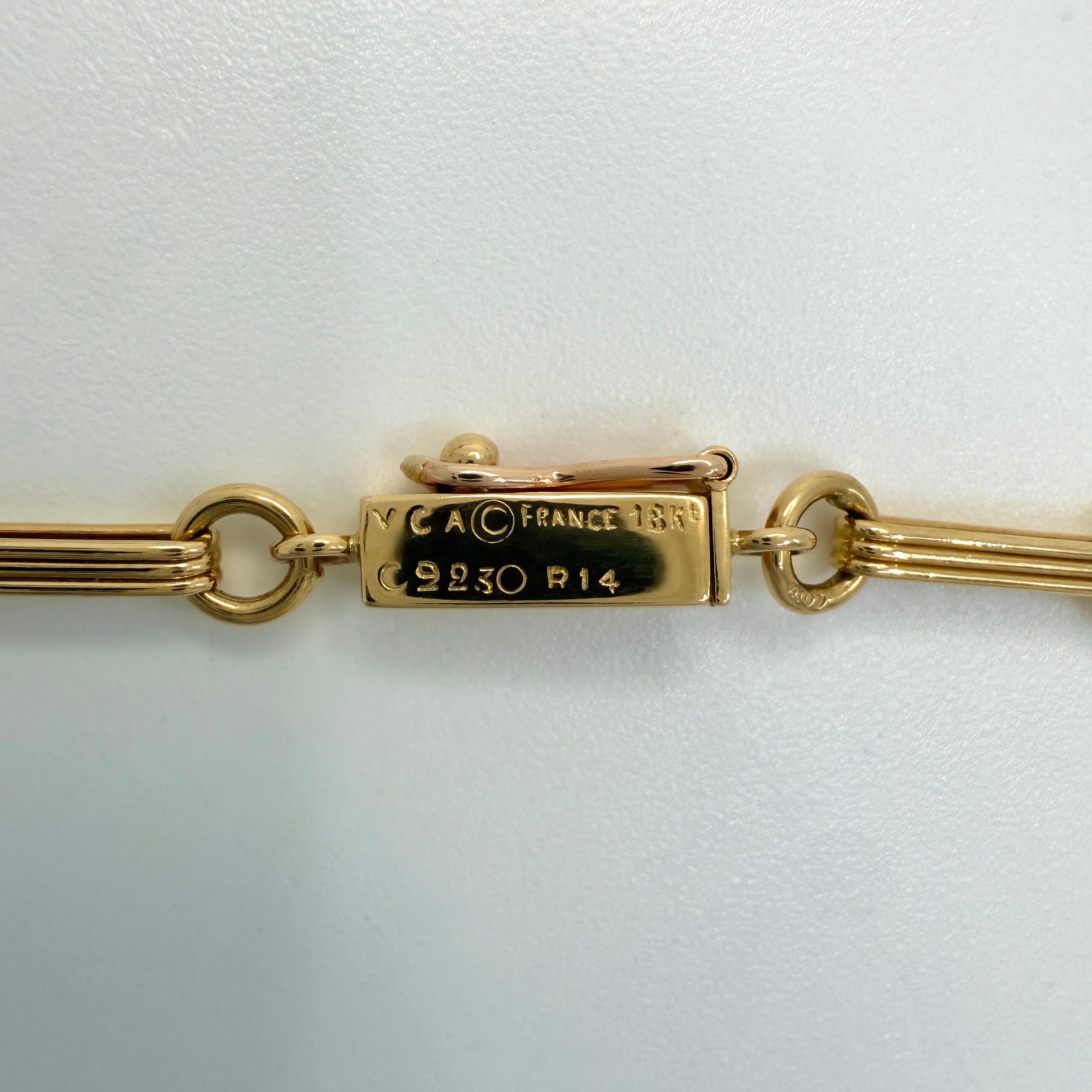 Rare Vintage Van Cleef & Arpels 18k Yellow Gold Paperclip Link Chain Bracelet en vente 4