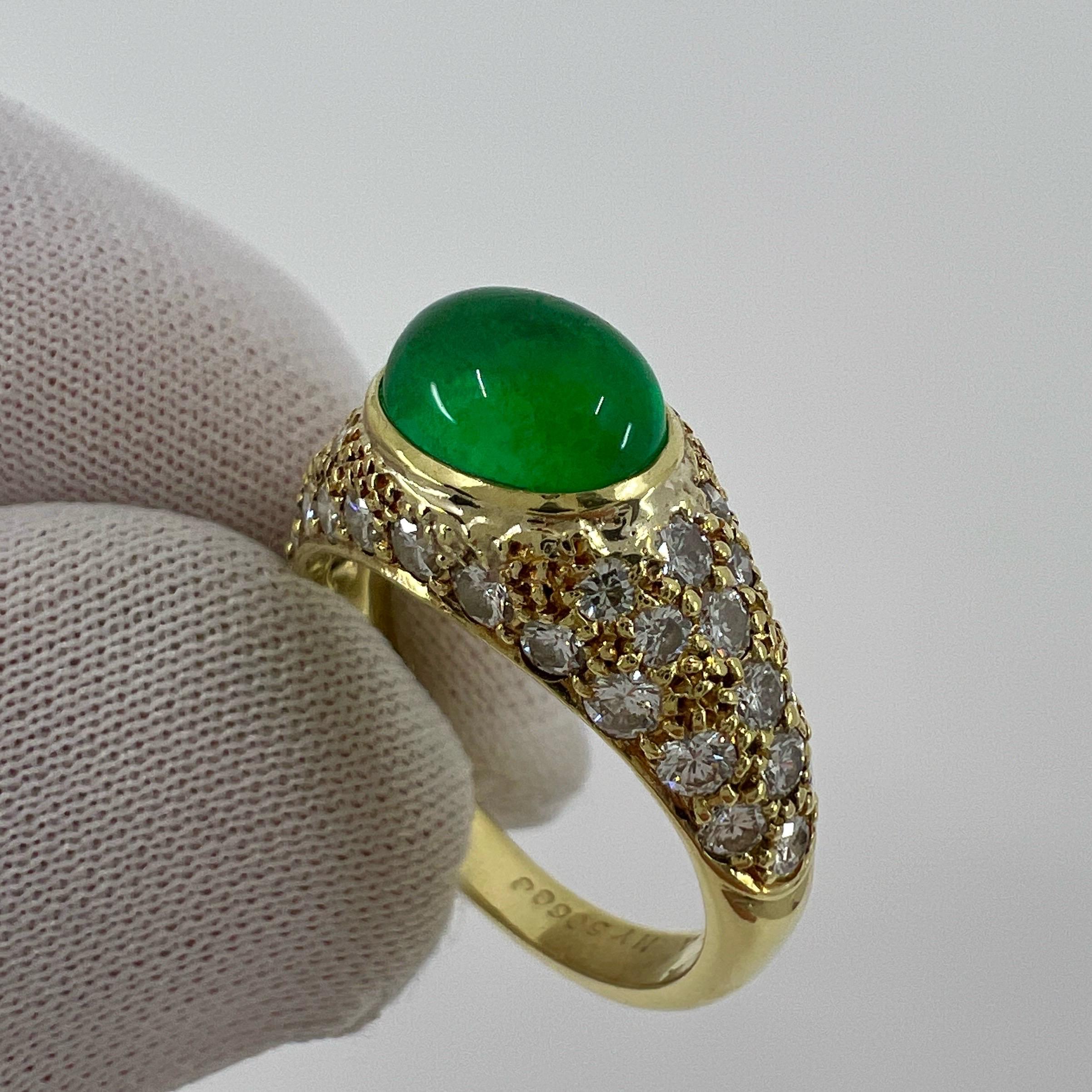 Rare Vintage Van Cleef & Arpels 2 Carat Emerald And Diamond Cocktail Dome Ring For Sale 5