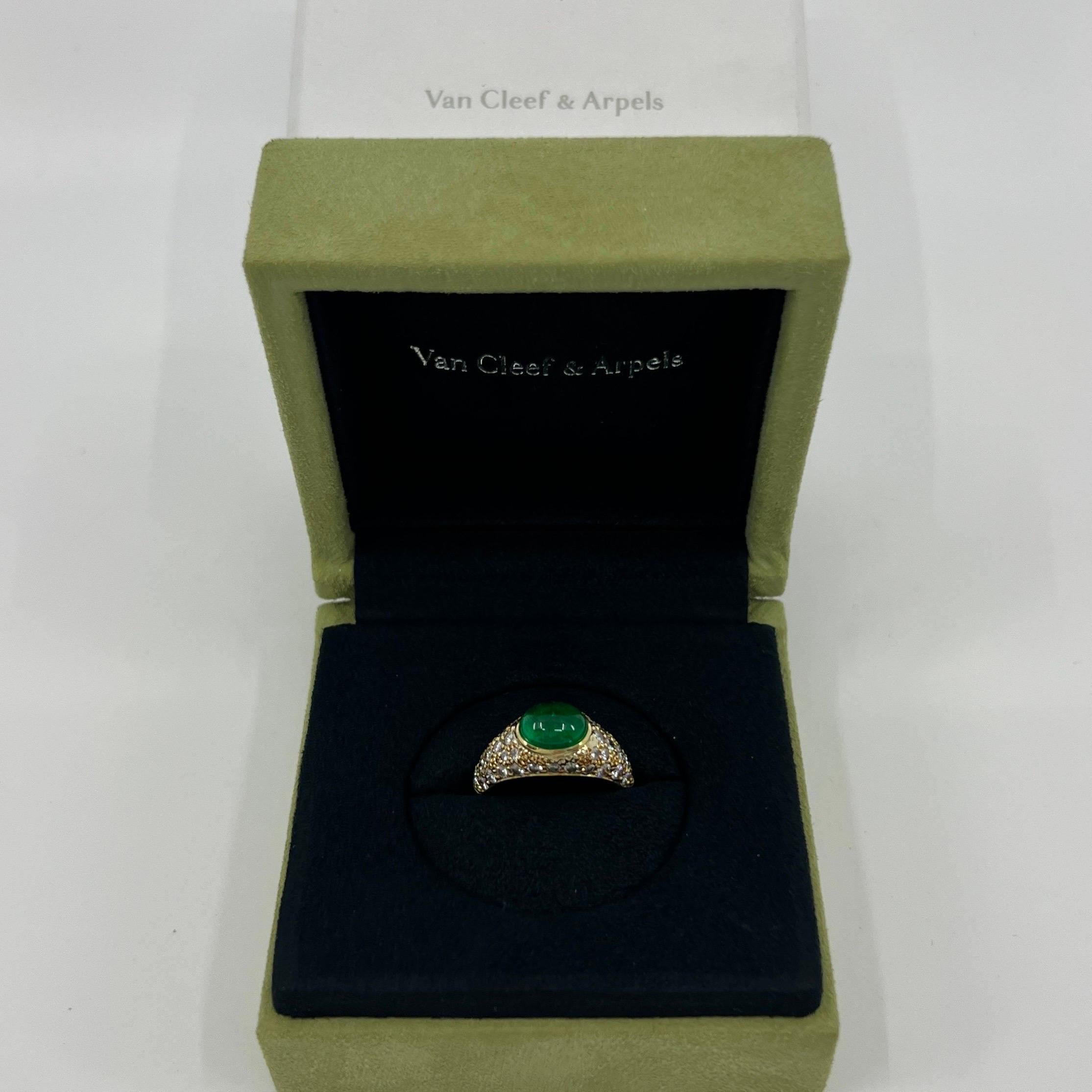 Rare Vintage Van Cleef & Arpels 2 Carat Emerald And Diamond Cocktail Dome Ring For Sale 7