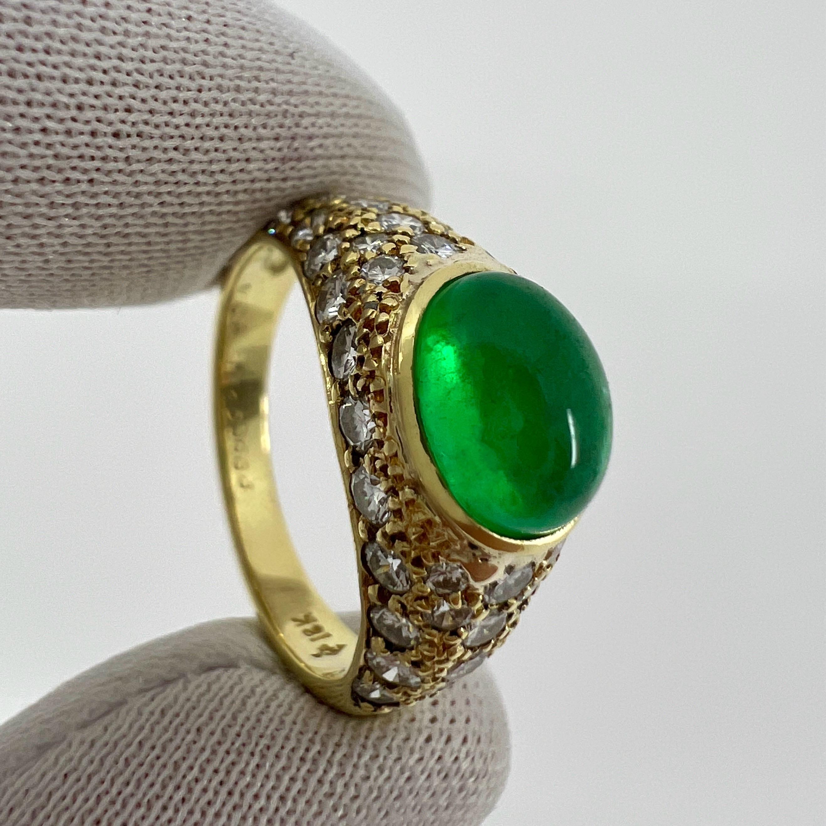 Rare Vintage Van Cleef & Arpels 2 Carat Emerald And Diamond Cocktail Dome Ring For Sale 3
