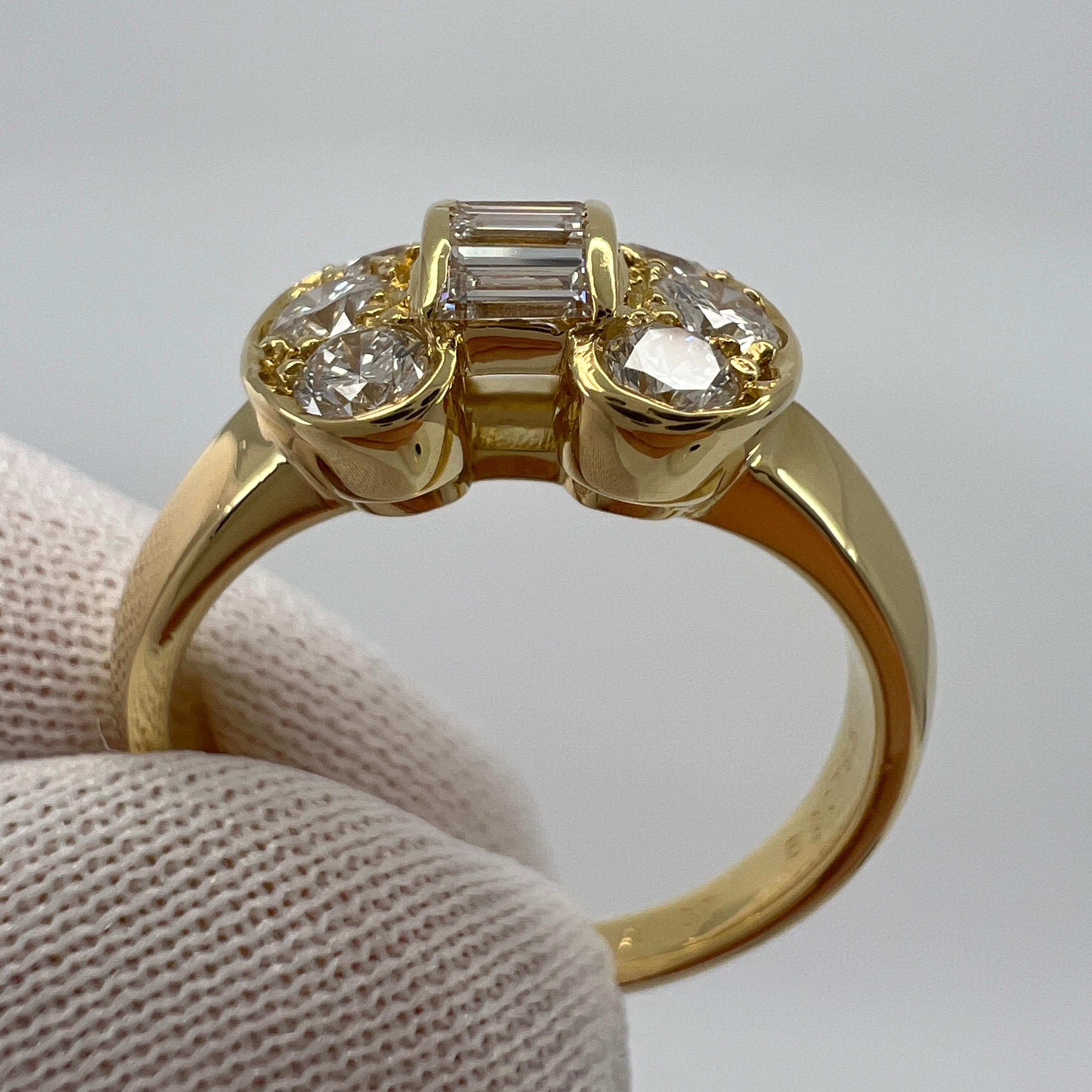 Rare Vintage Van Cleef & Arpels Baguette Diamond Ribbon Bow 18k Yellow Gold Ring 3