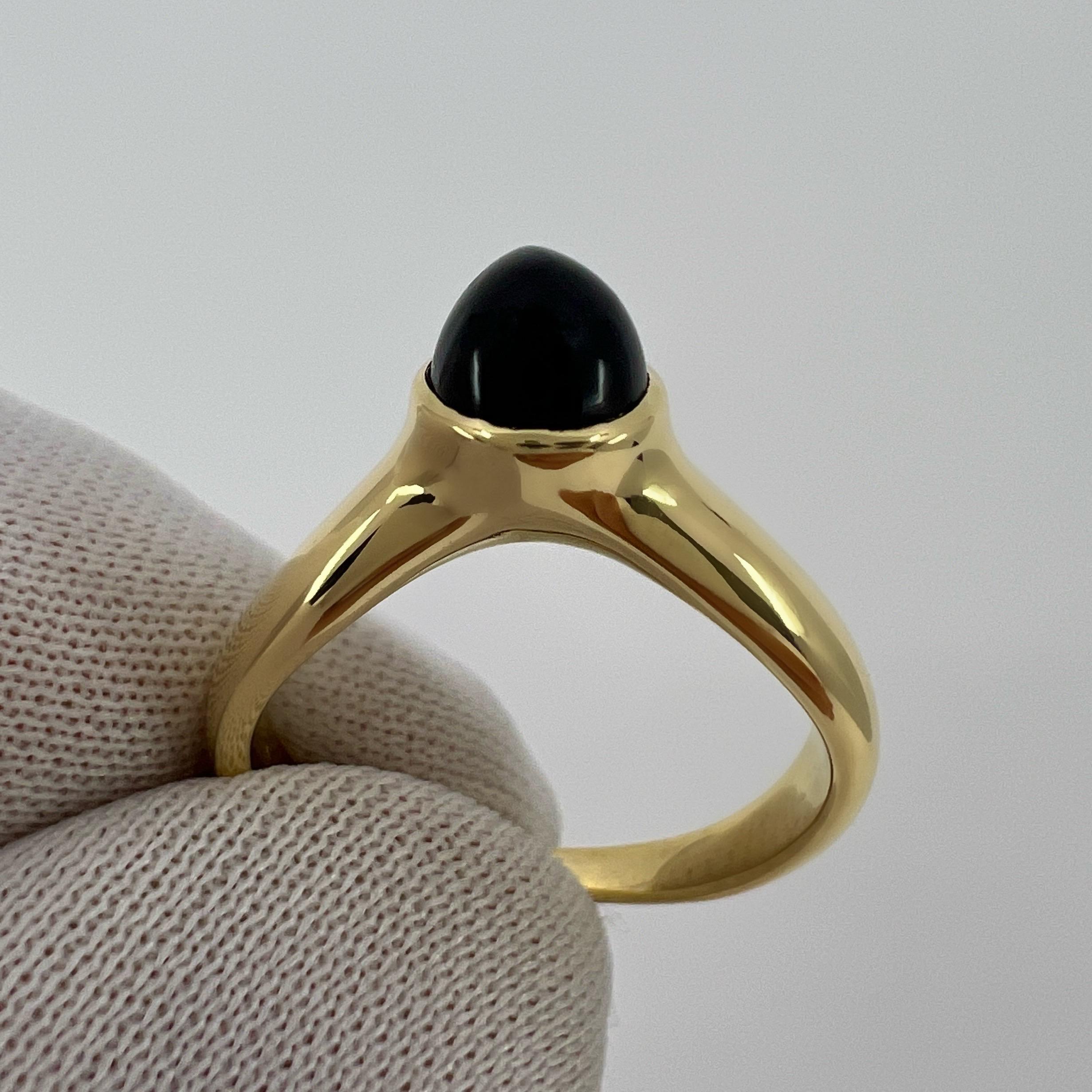 Rare Vintage Van Cleef & Arpels Black Onyx Pear Cabochon 18k Yellow Gold Ring For Sale 7
