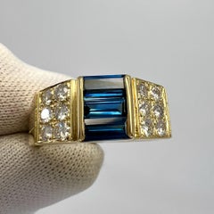 Rare Vintage Van Cleef & Arpels Blue Sapphire And Diamond Cocktail Band Ring