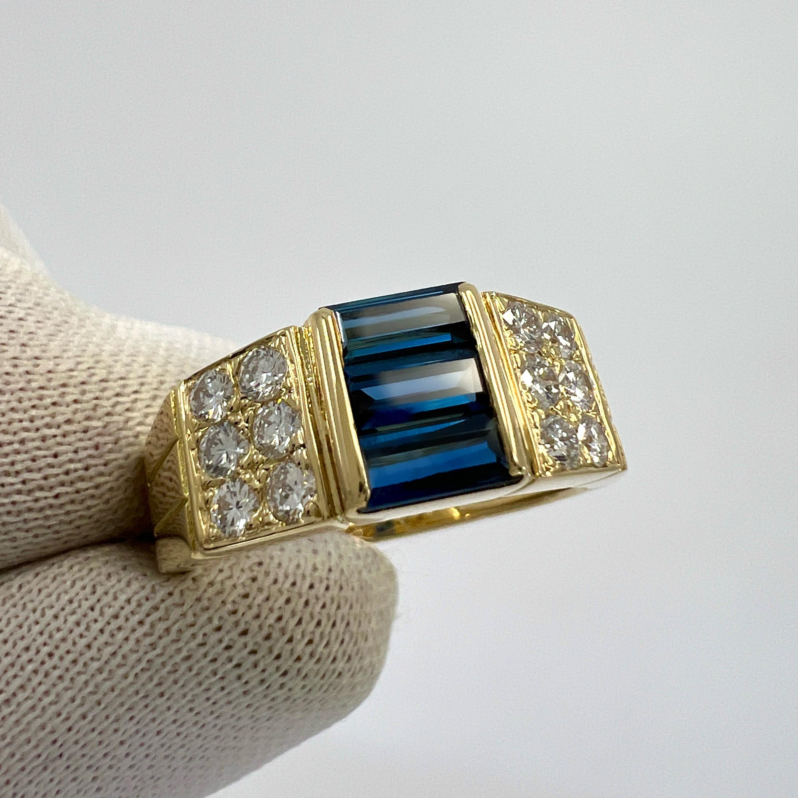Rare Vintage Van Cleef & Arpels Blue Sapphire And Diamond Cocktail Band Ring In Excellent Condition For Sale In Birmingham, GB
