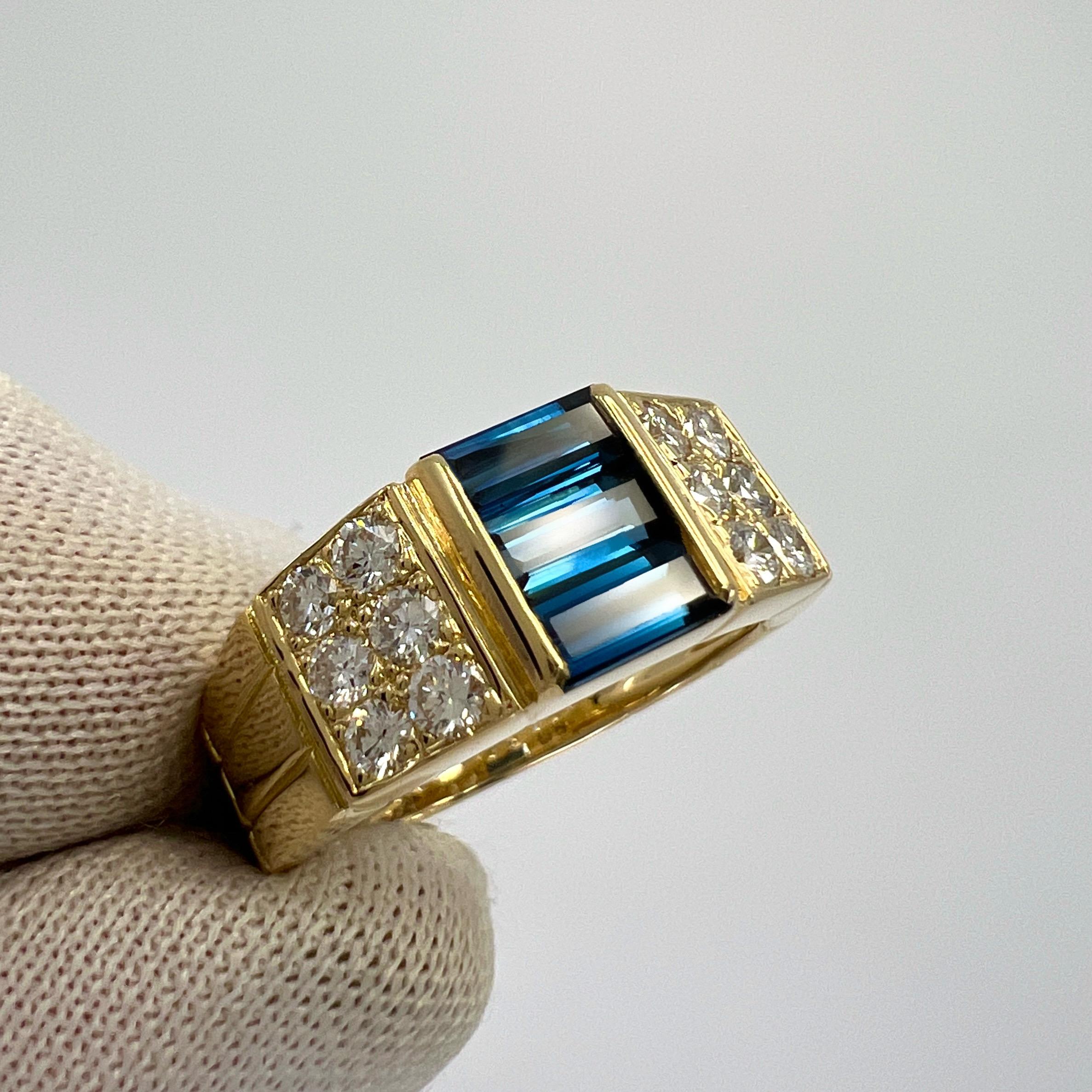 Women's or Men's Rare Vintage Van Cleef & Arpels Blue Sapphire And Diamond Cocktail Band Ring For Sale